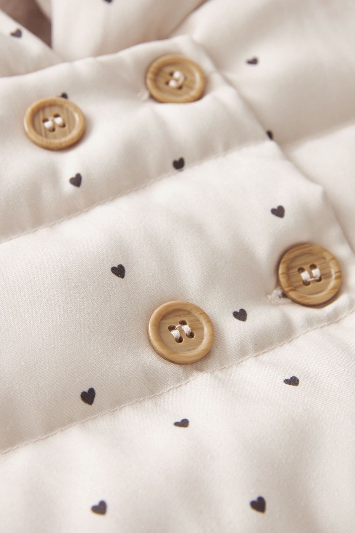 Next Baby Baby Cream Heart Detailed Polar Lined Waterproof Hooded Coat fotoğrafı 5 (önizleme)