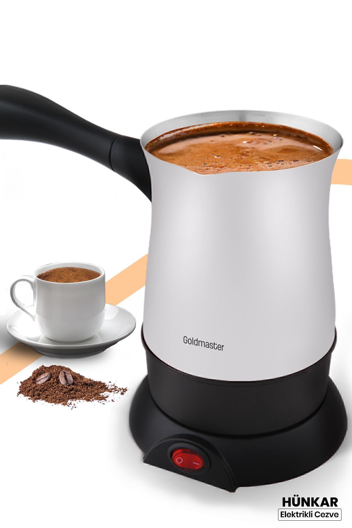 GOLDMASTER Hünkar İnci Beyazı Paslanmaz Çelik 5 Fincan Kapasiteli Elektrikli Cezve