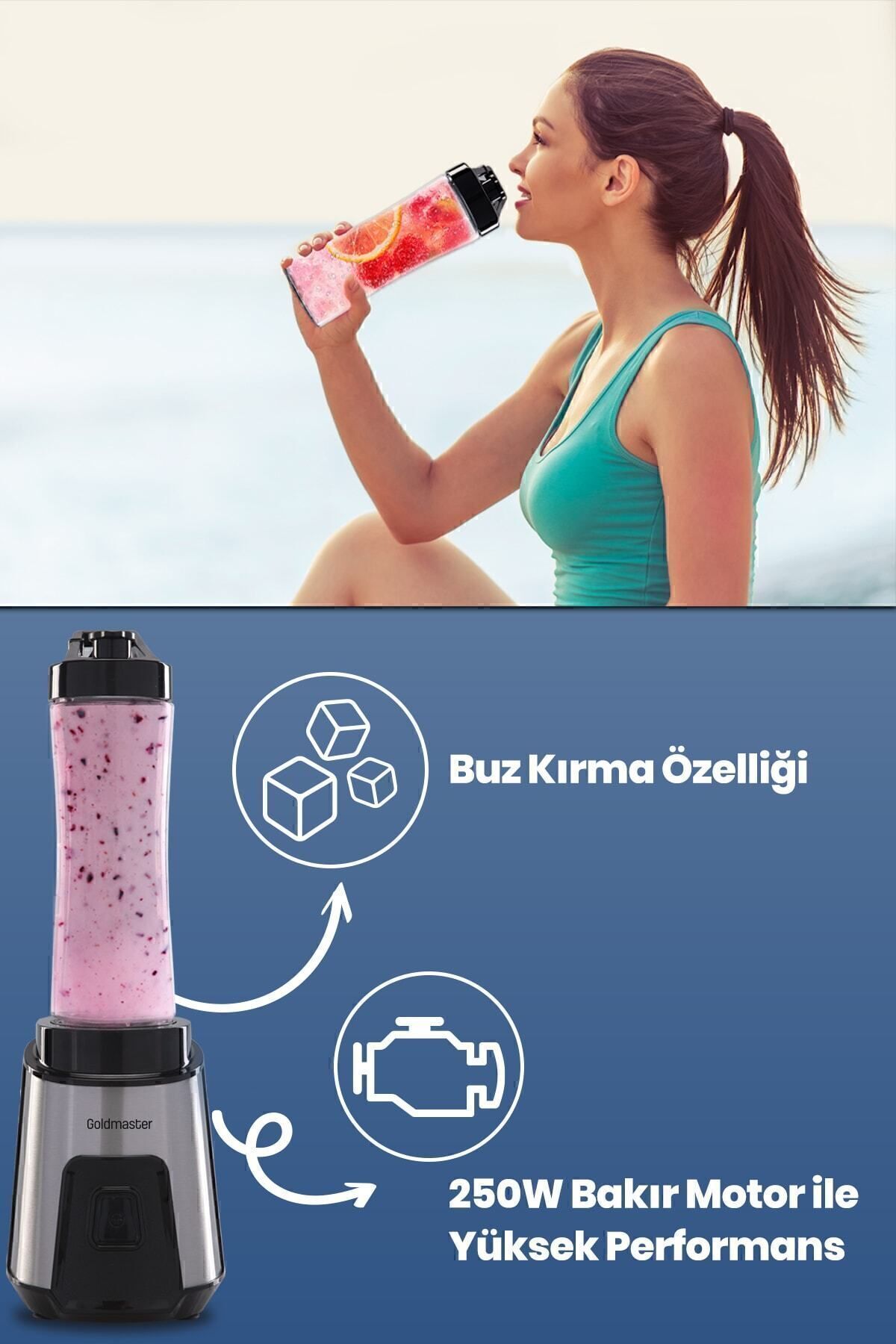 GOLDMASTER-Personal Smoothie Blender with Stainless Steel Blades with Mix Up Ice Crushing Feature 4