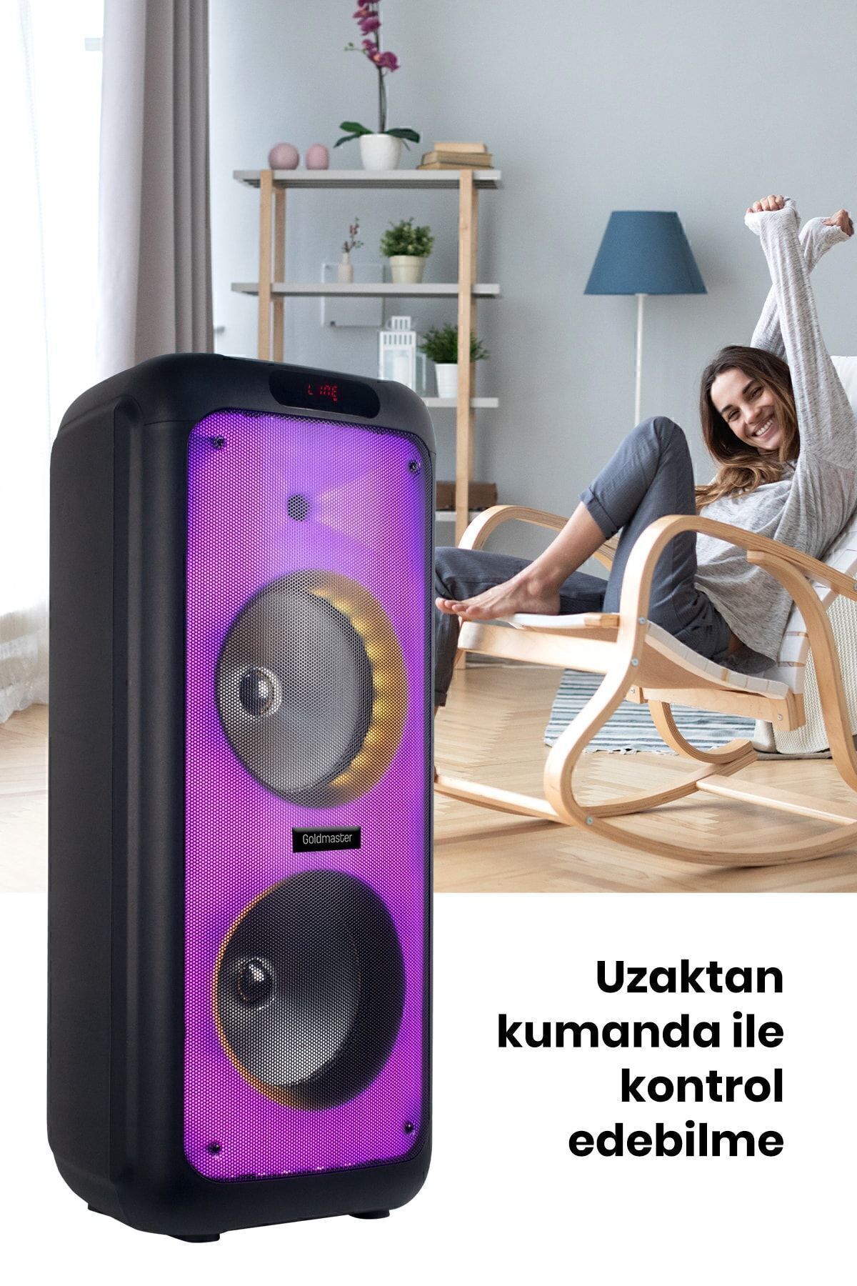Taşınabilir Şarj Edilebilir Party Box Işıklı Bluetooth Hoparlör 7