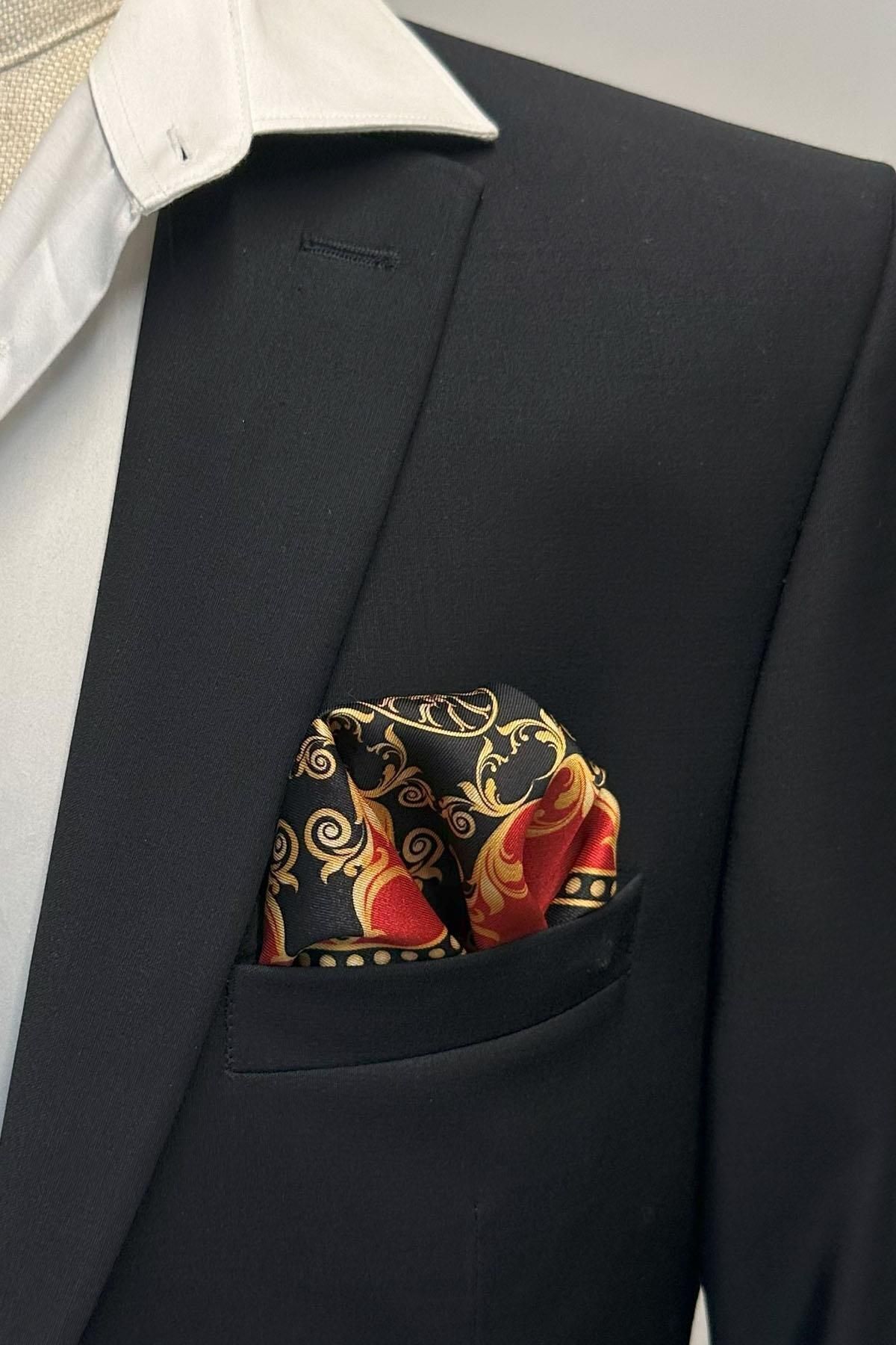  دستمال جیبی مردانه طرح‌دار چند رنگ قرمز