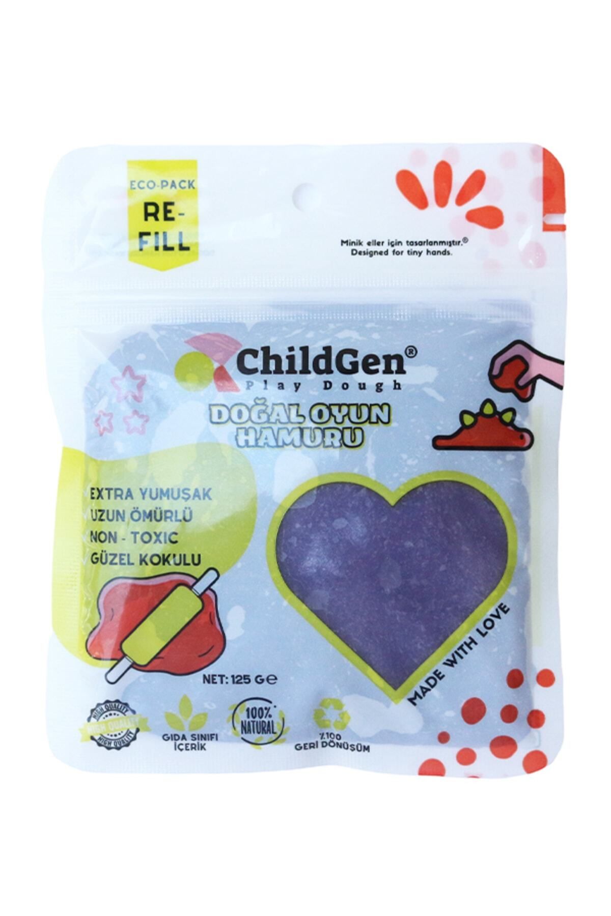 ChildGen Doğal Oyun Hamuru - Mor -vakumlu Kartuş Paket - (ecopack-refill)