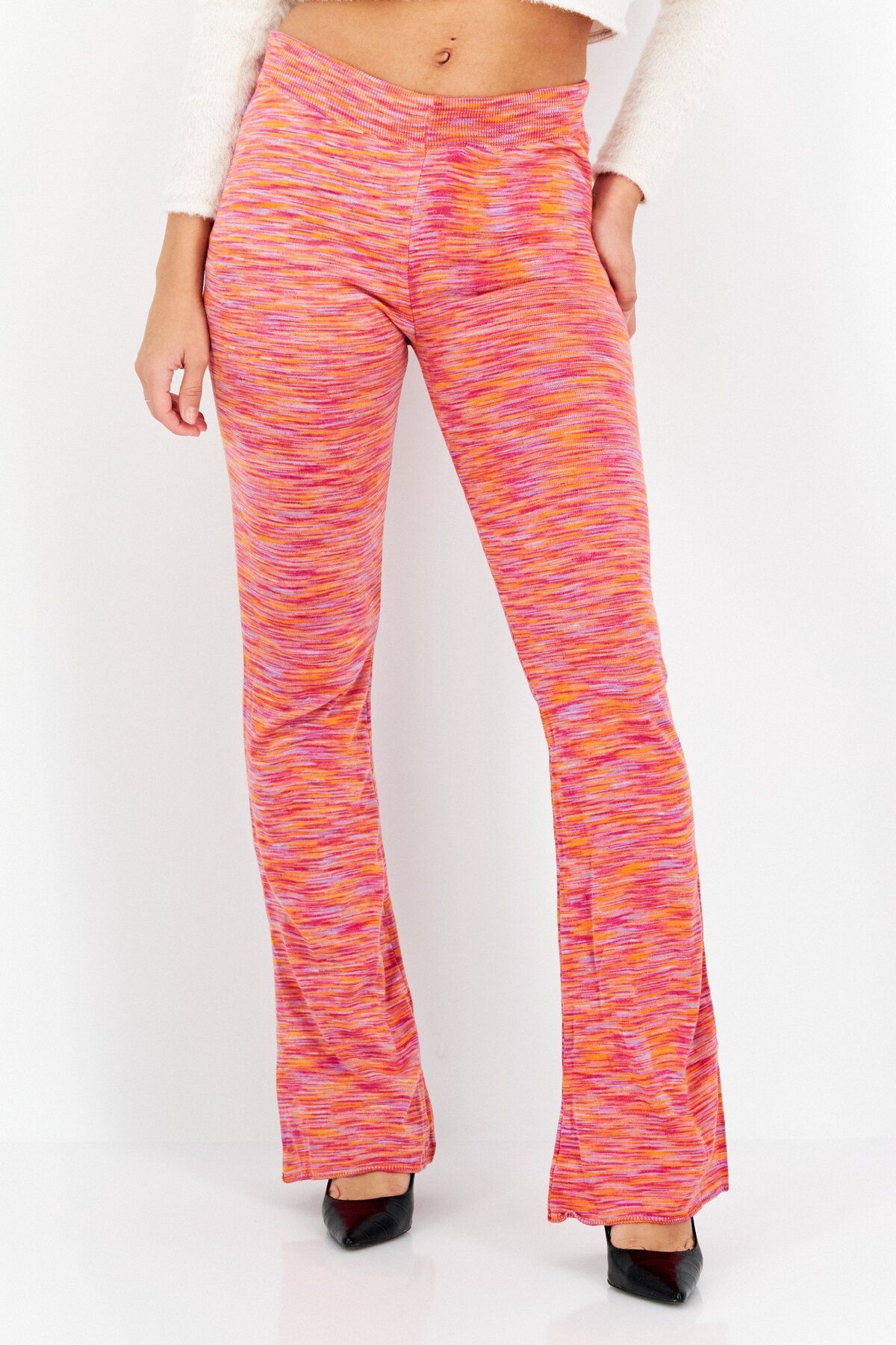 Don t Call Me Jennyfer Women Heather Pull On Flare Pants Orange Pink Combo Trendyol