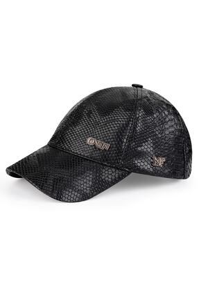 ONEFOFFİCİAL Black Mamba Yılan Desenli Siyah Deri Astarlı Onef Şapka - Unisex