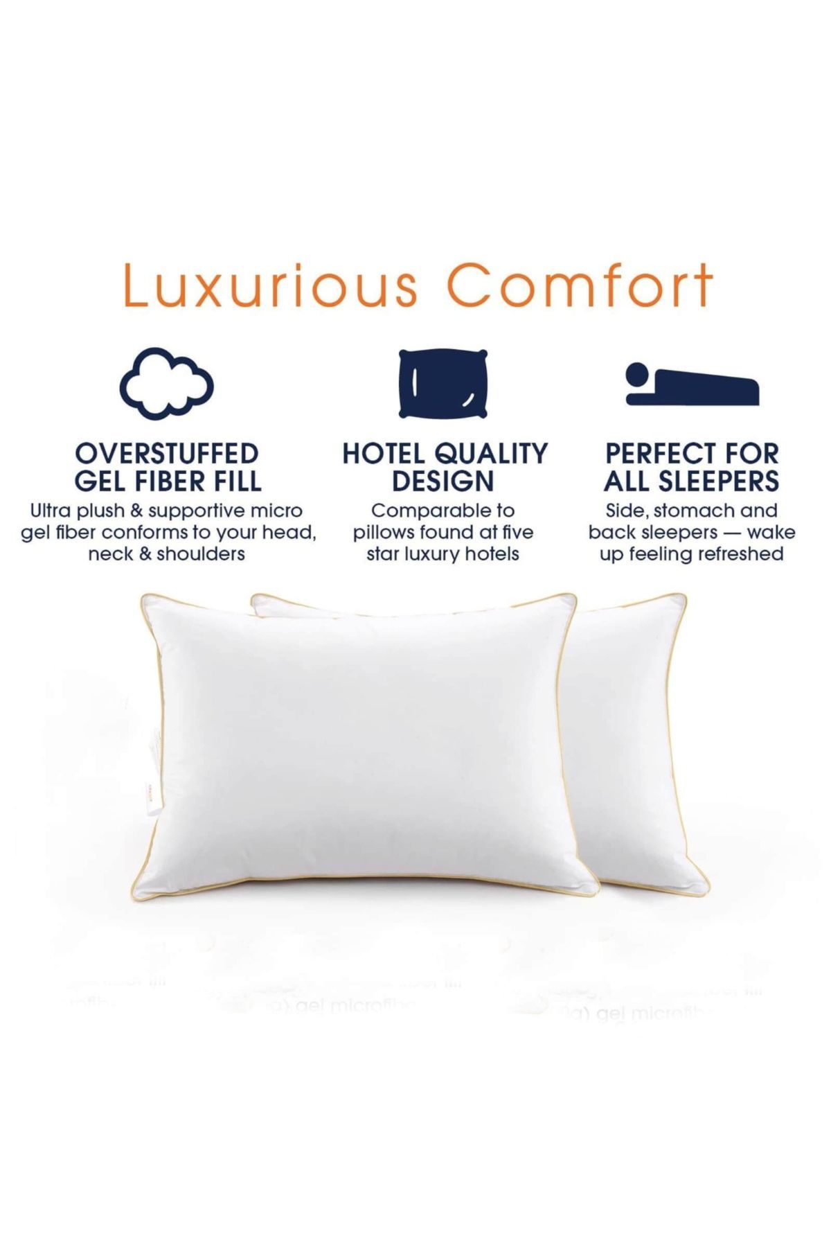 In House-4 Pieces Microfiber Prime Hotel Pillow with Golden Line - 75x50 cm 6