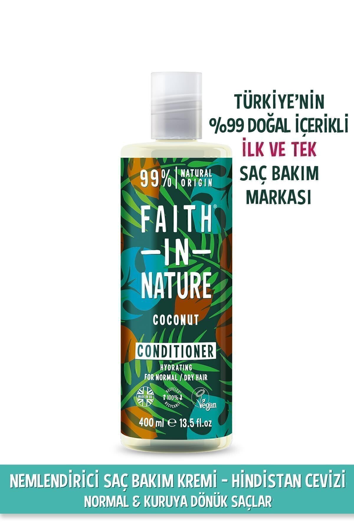 99% کرم مراقبت از موی طبیعی مرطوب کننده نارگیل برای موهای معمولی و خشک Faith In Nature
