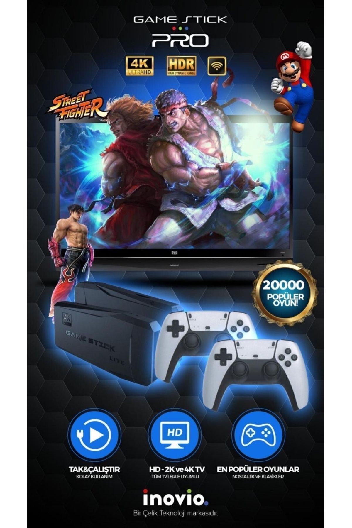 PS5 GAME STİCK 20.000 NOSTALJİK OYUNLU ÇİFT KOLLU SINIRSIZ EĞLENCE 7
