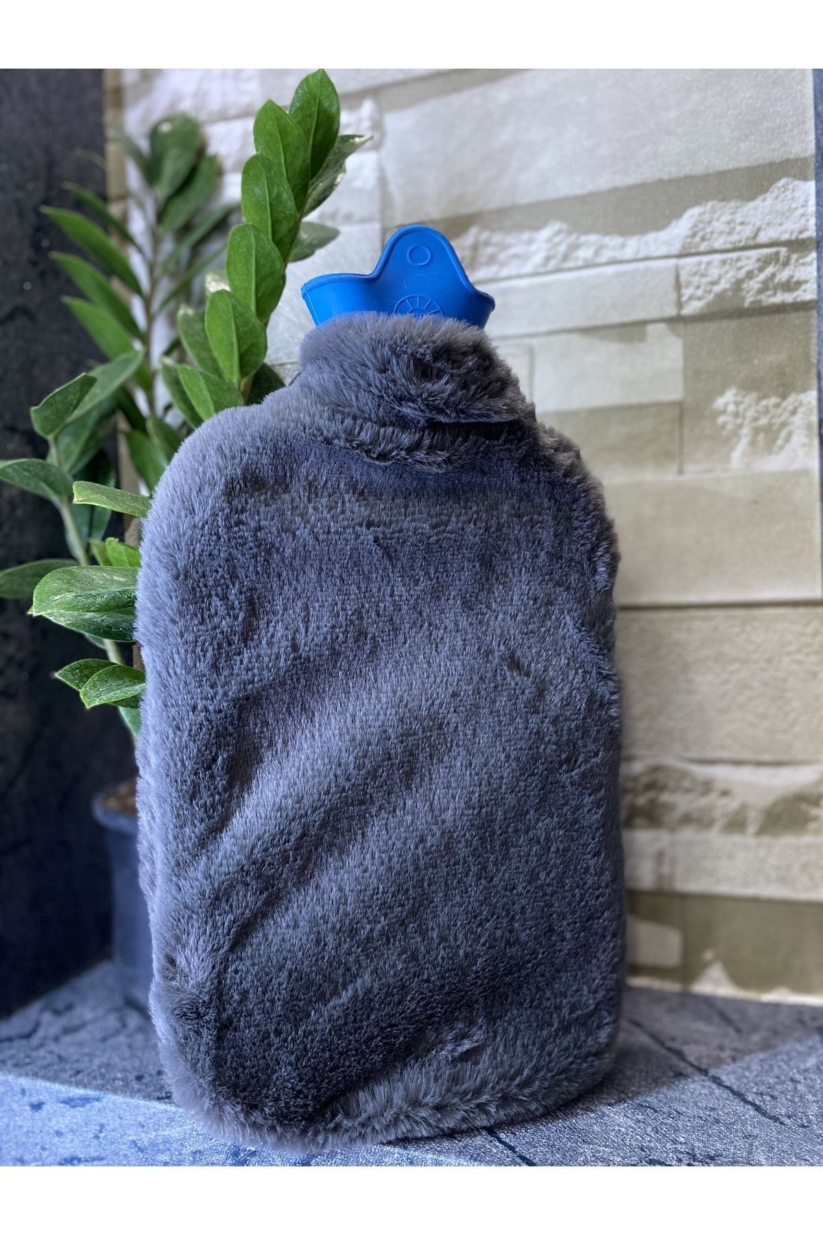 BAZNADESİGN Koyu Gri Peluş Sıcak Su Torbası