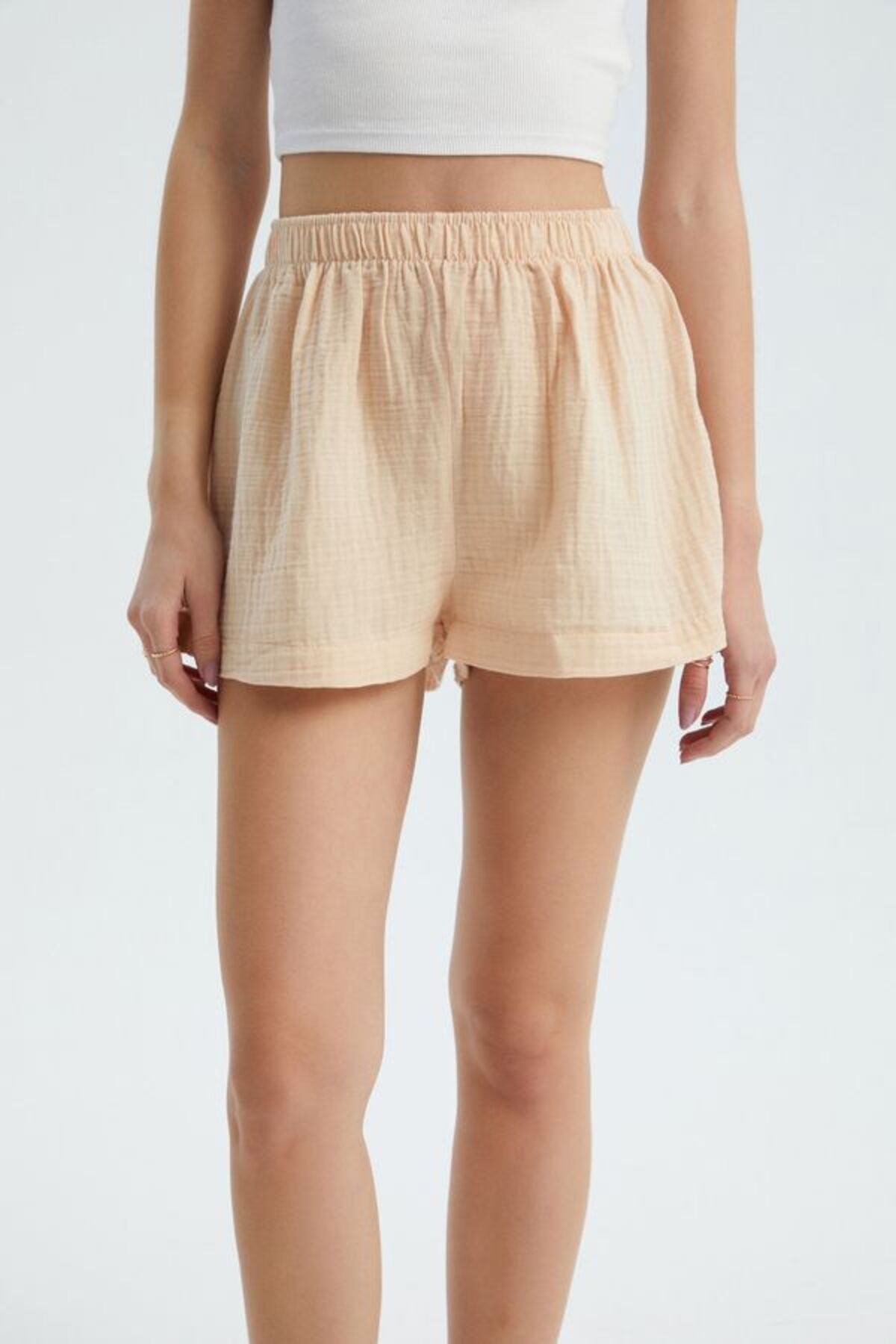 Hiccup-Linen High Waist Elastic Waist Shorts 3