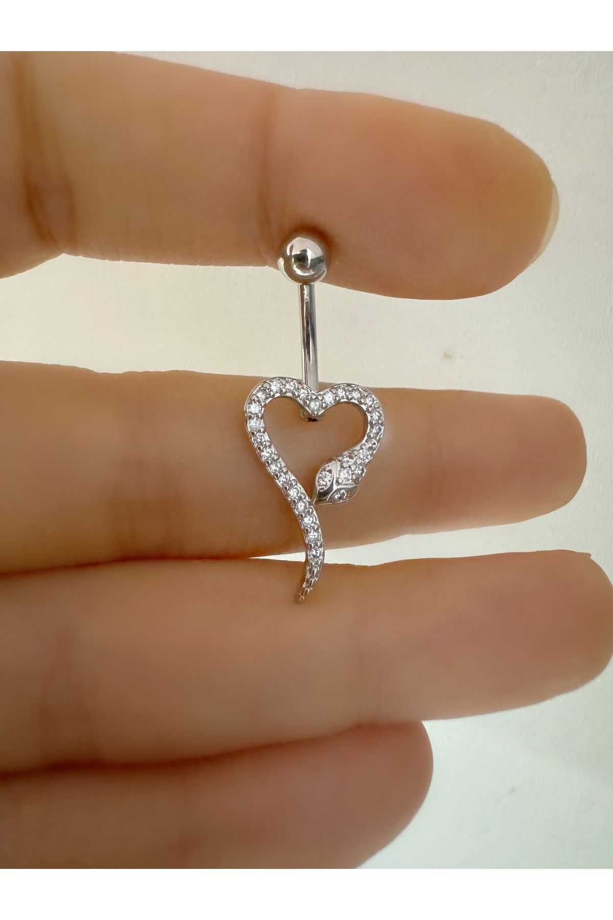 Cerrahi Çelik Zirkon Taşlı Yılan Göbek piercingi