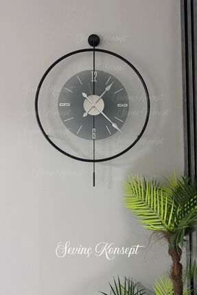 SEVİNÇ KONSEPT Füme Luxe Tiktok Orta Boy Siyah Modern Dekoratif Metal Duvar S...