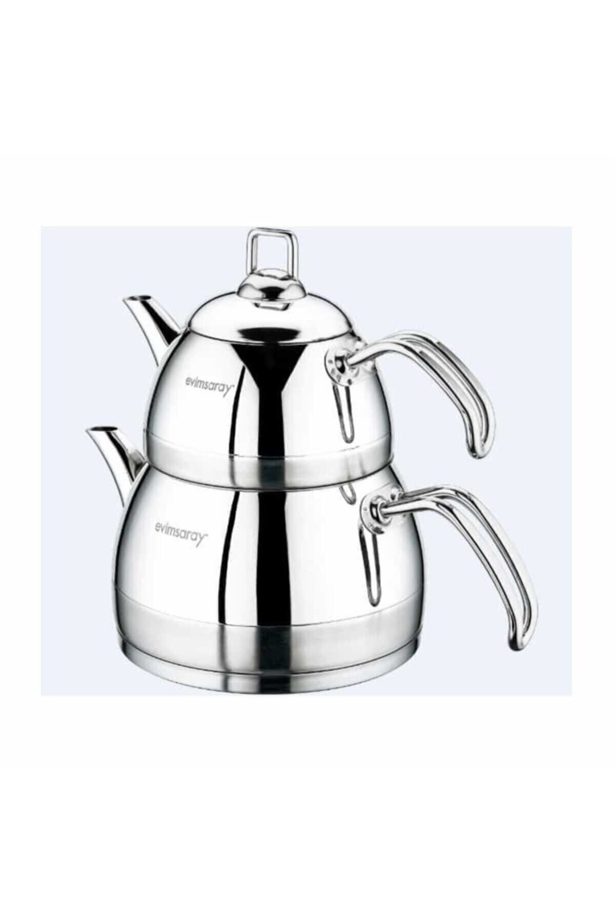 Evimsaray-Steel Venus Large Size Teapot White 1