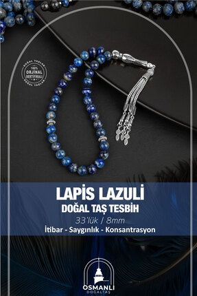 OSMANLI DOĞAL TAŞ Lapis Lazuli Doğal Taş Tesbih 33lük - 8mm
