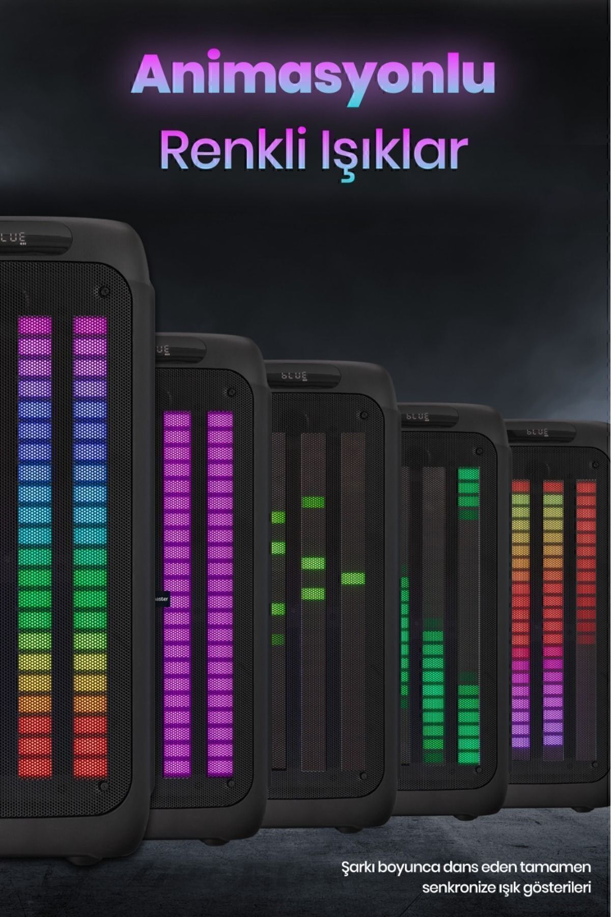 Taşınabilir Şarj Edilebilir Party Box Işıklı Bluetooth Hoparlör 4