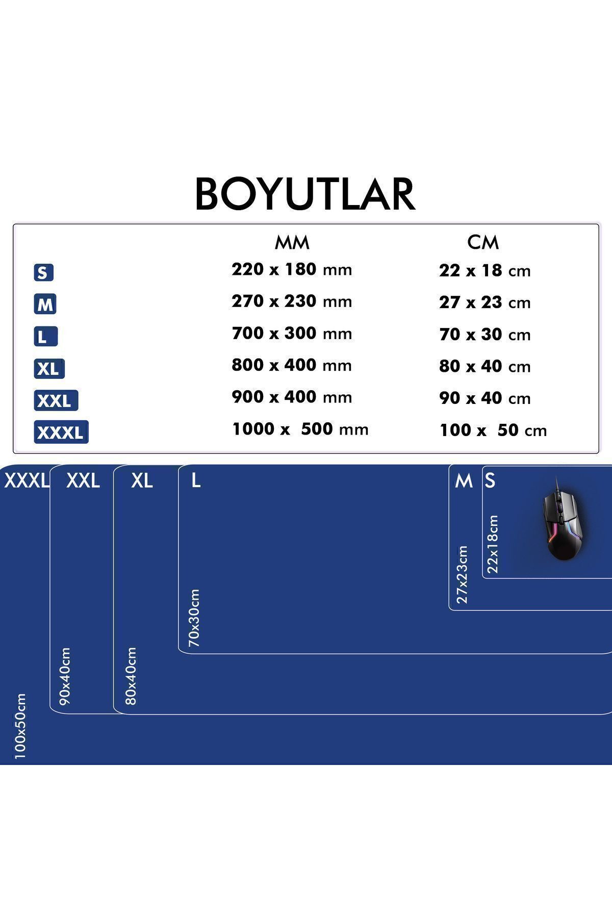 MP05 - 100x50 3xlarge Mavi Gaming Mousepad | Kaymaz Taban, Oyuncu Gamepad,ev,ofis,oyun Masa Matı 8