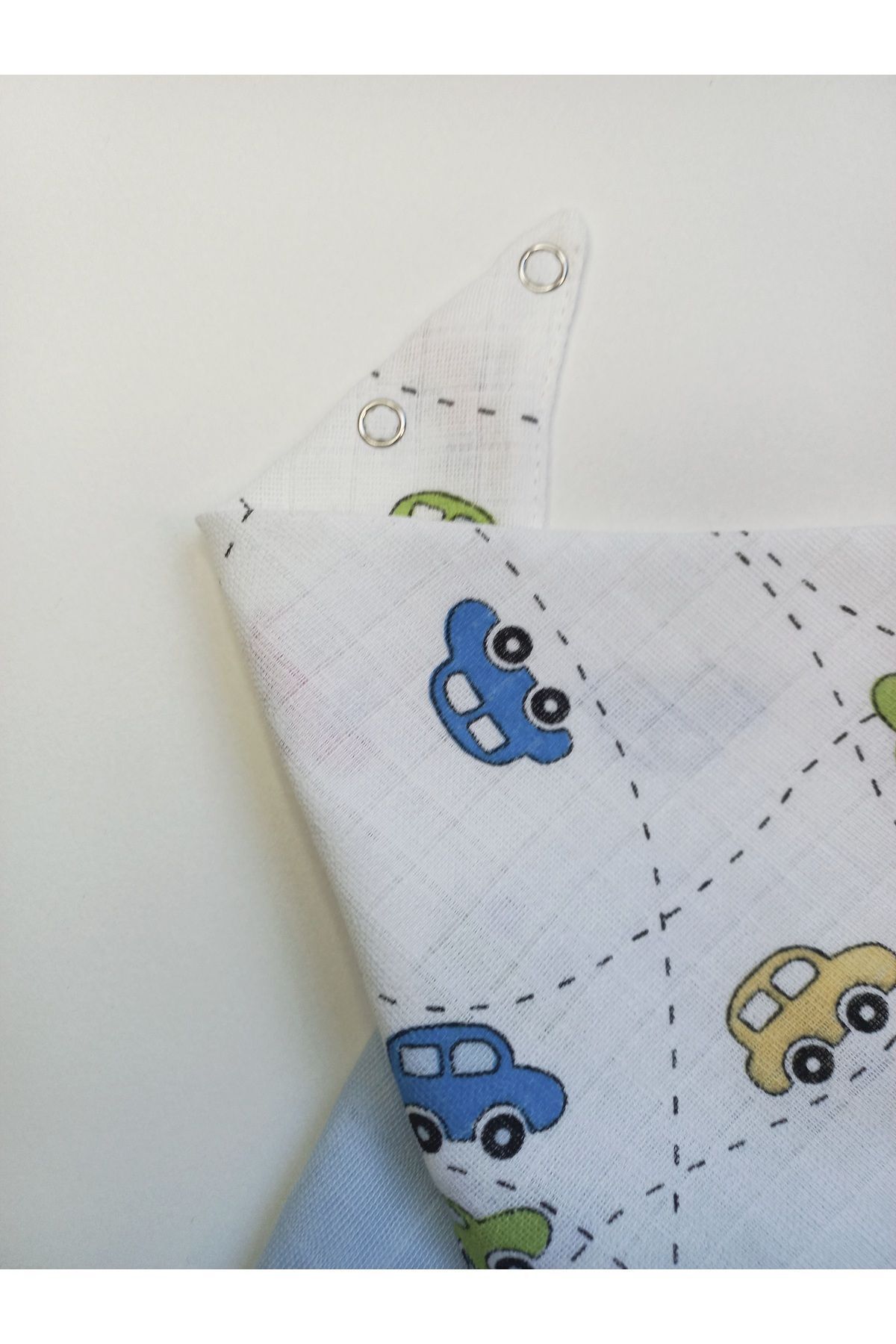 sbbaby Müslin Bebek Mama Önlüğü Ahşap Klipsli Emzik Askısı 3'lü Set (Çift Katlı çift çıtçıtlı ) fotoğrafı 2 (önizleme)