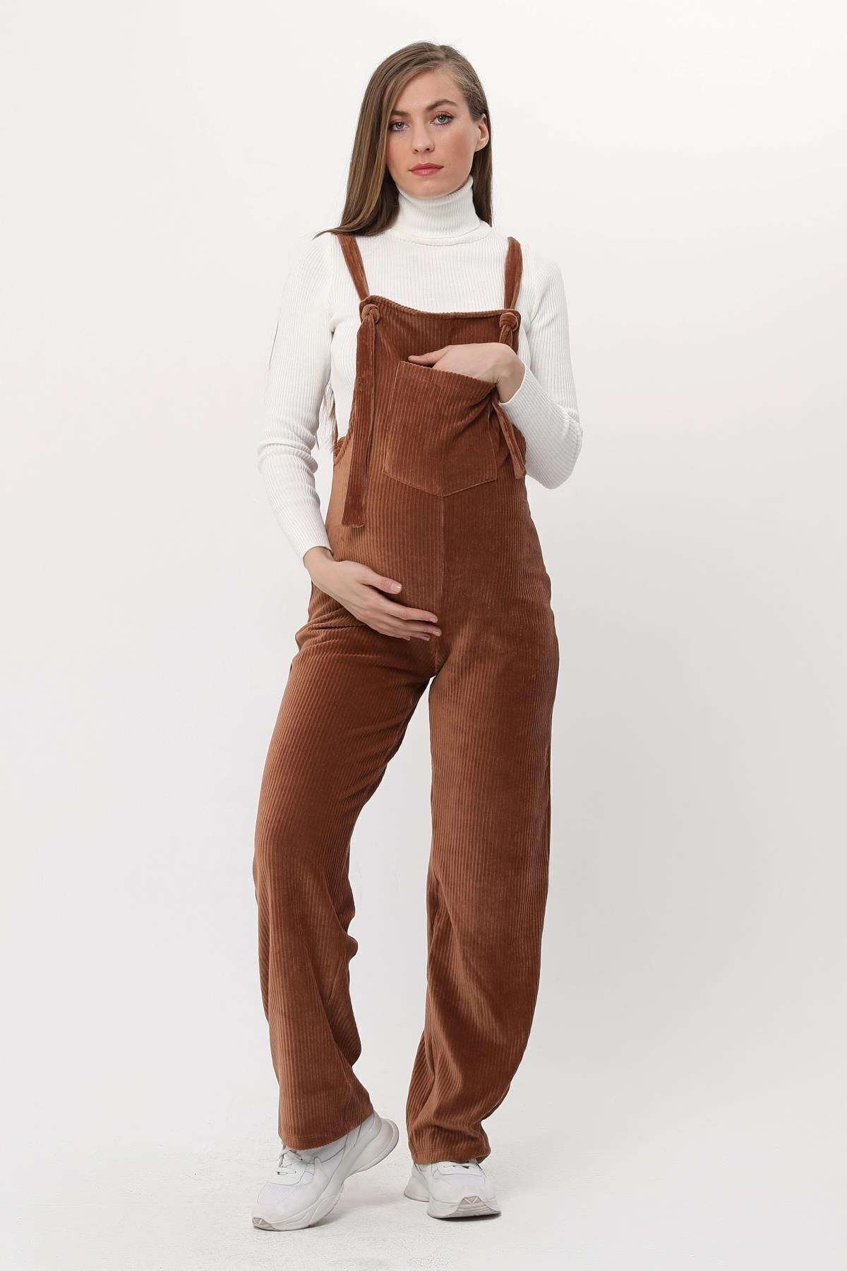 Luvmabelly-Myra6114 - Camel Velvet Maternity Salopet 2