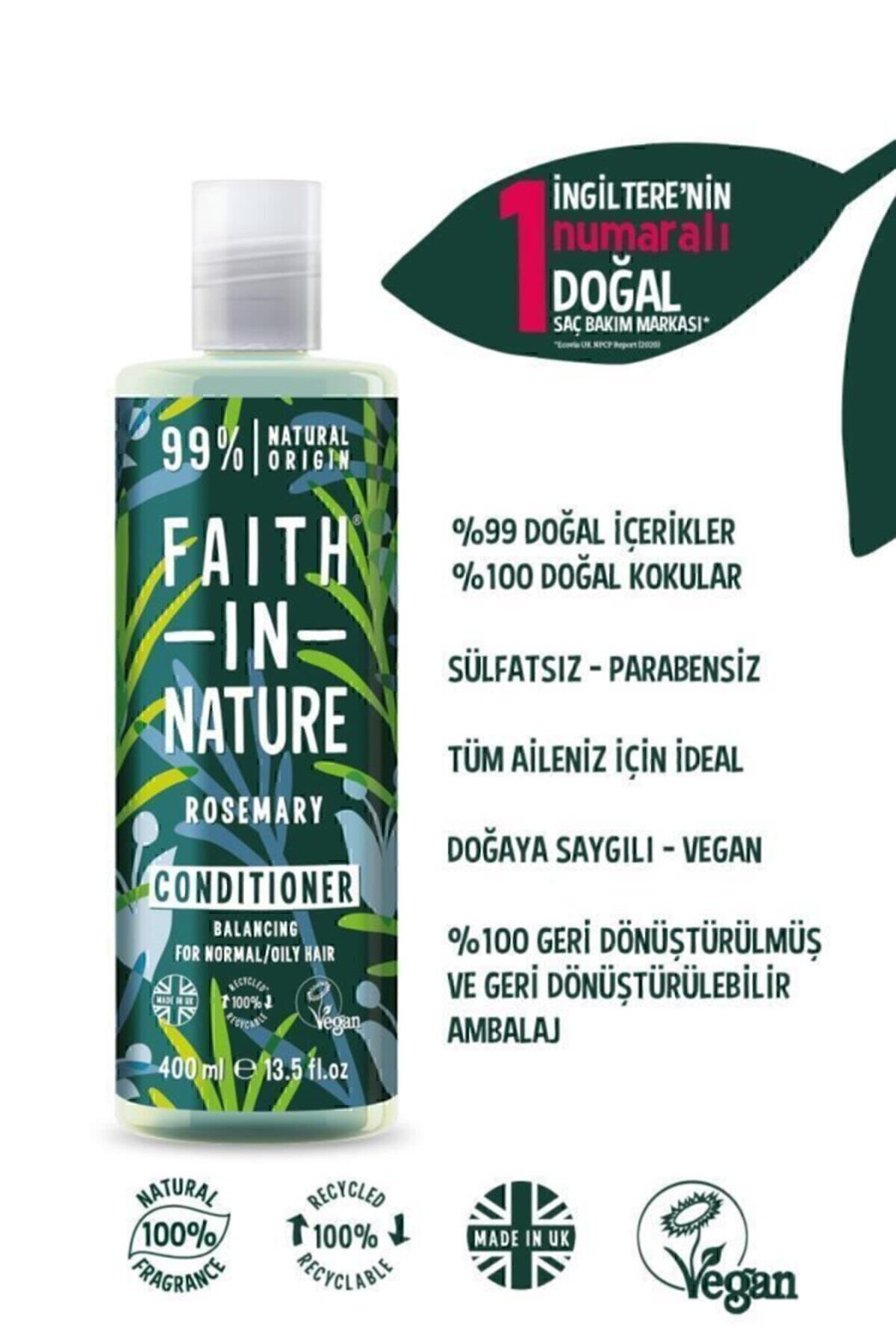 Faith In Nature-كريم العناية بالشعر الطبيعي المتوازن بنسبة 99%، إكليل الجبل العادي والدهون - للشعر المعرض للقمة 2