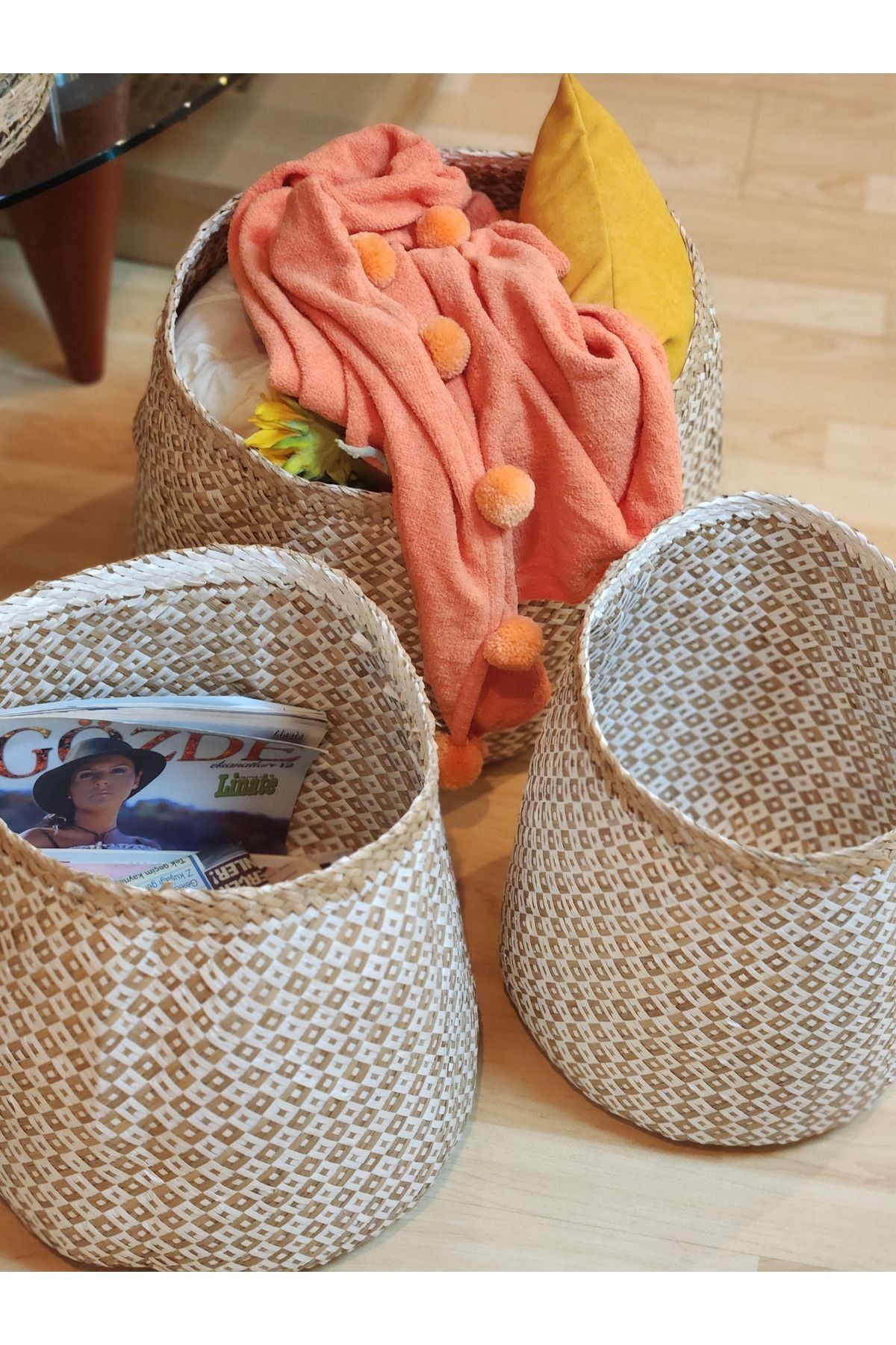 KANCAEV-White Wicker Basket - Soft Body, Medium Size 3