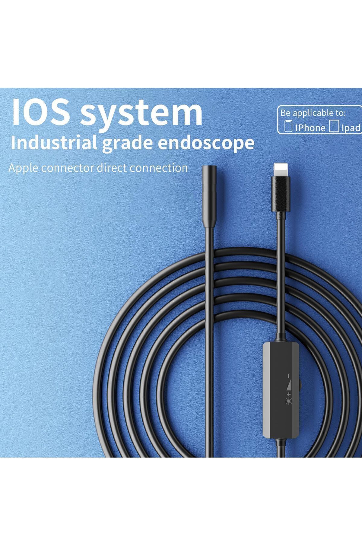 Vothoon Endoskop Yılan Video Kamera İOS uyumlu Led'li 10 Metre 7 Mm Sert Kablo 2Mp Full HD