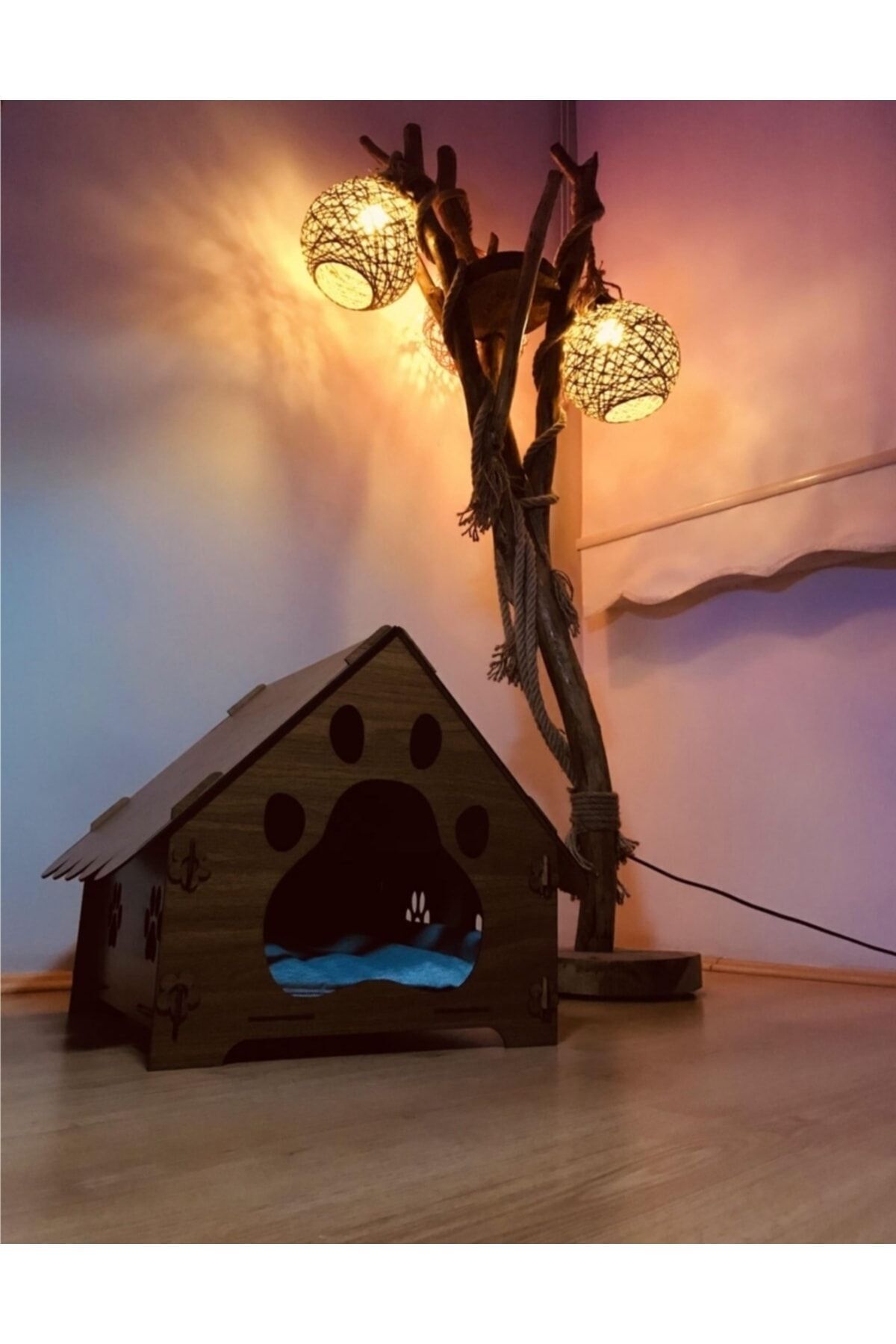 Genel Markalar Özel Tasarım Dekoratif Ahşap Kedi Evi/kulübesi/yuvası 40x40x40 Cm Mdf