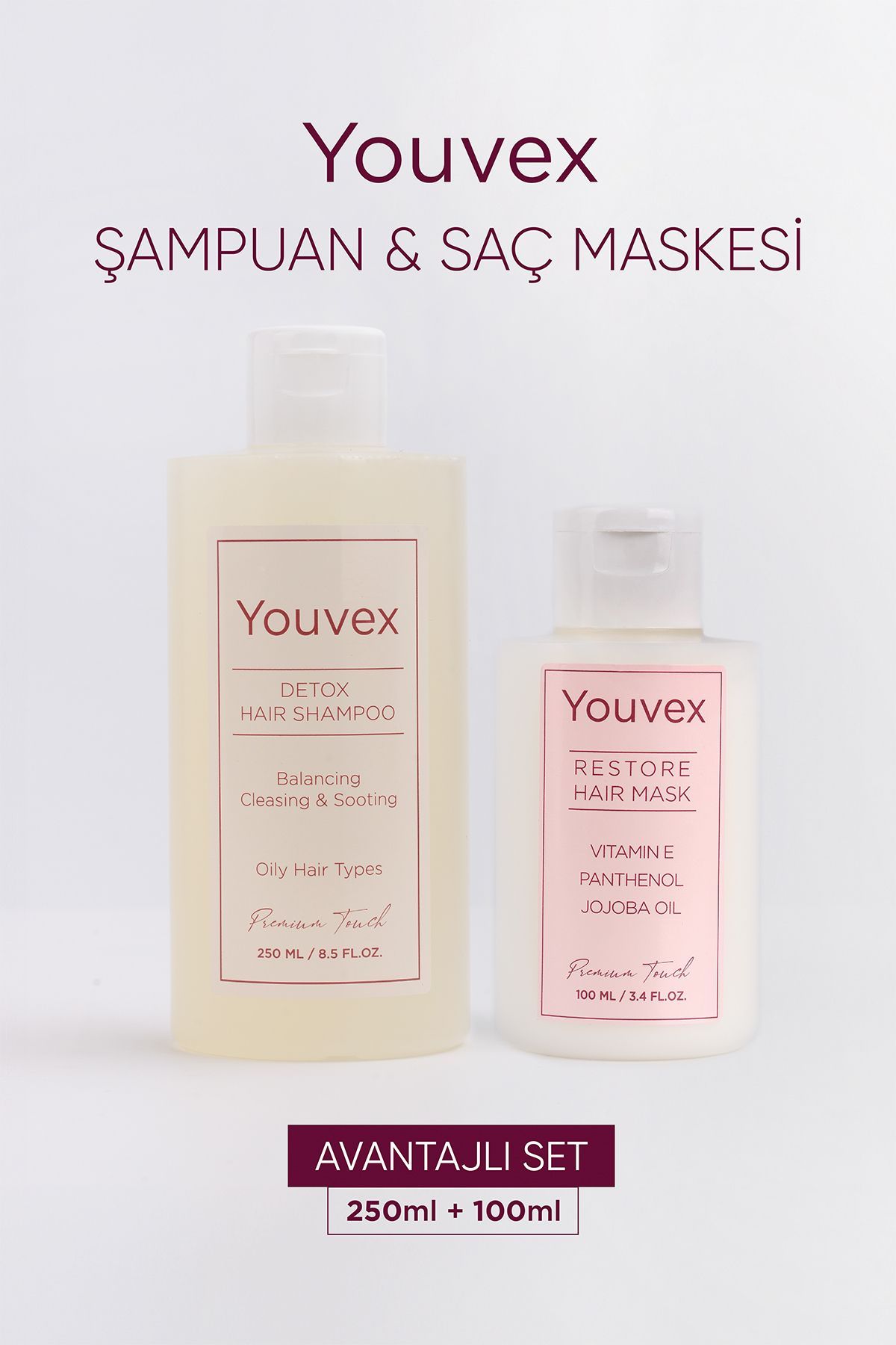 Yağlı Saçlar için Detox Bakım Şampuanı 250ml ve Yoğun Bakım Maskesi 100ml Avantajlı Set