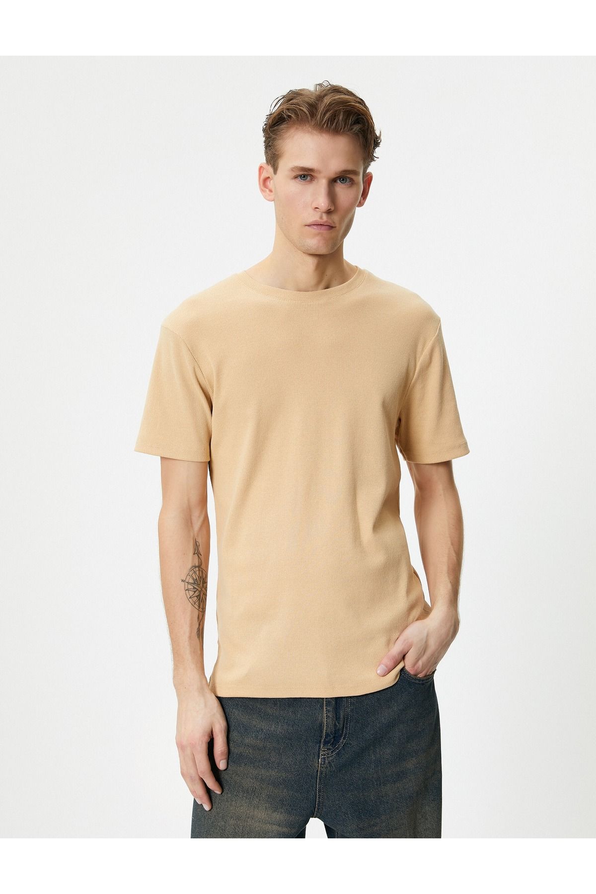 تیشرت مردانه بژ کوتون | SS0000000035824 اورجینال - تصویر 3