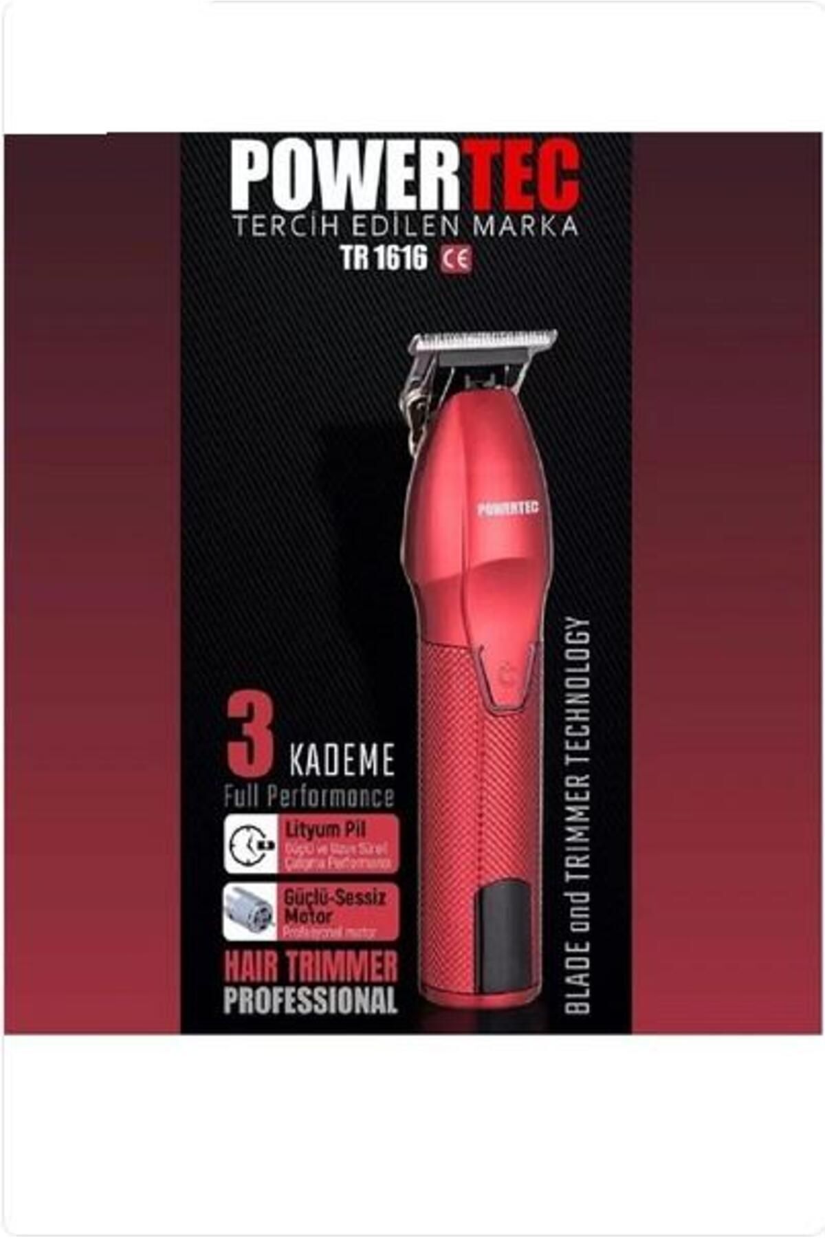 ماشین اصلاح قرمز برقی Tr 1616 ریش گردن تراشیدن نقاشی پاورتچ  Powertec