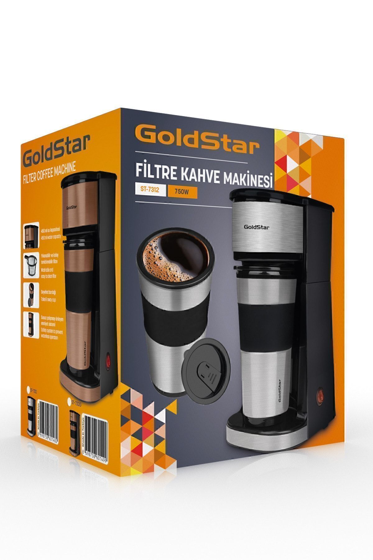 Paslanmaz Termos Bardaklı BPA Free Özellikli Kişisel Filtre Kahve Makinesi ST7312 7