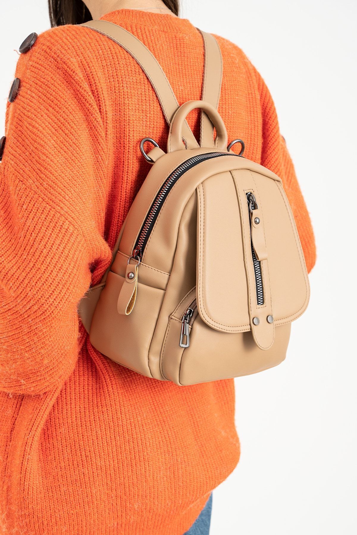 FiONA BAG Kadın Vizon Sırt Ve Omuz Çantası Taşıması Kolay Ve Çok Kullanışlı fotoğrafı 2 (önizleme)