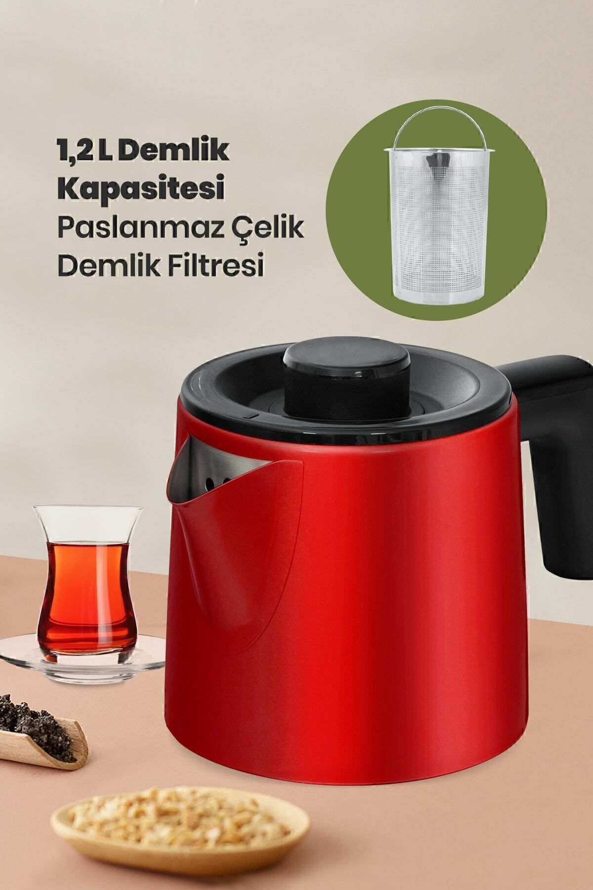 GOLDMASTER-Sip Matte Red Stainless Steel 2200 Watt Steel Tea Maker And Water Heater 5