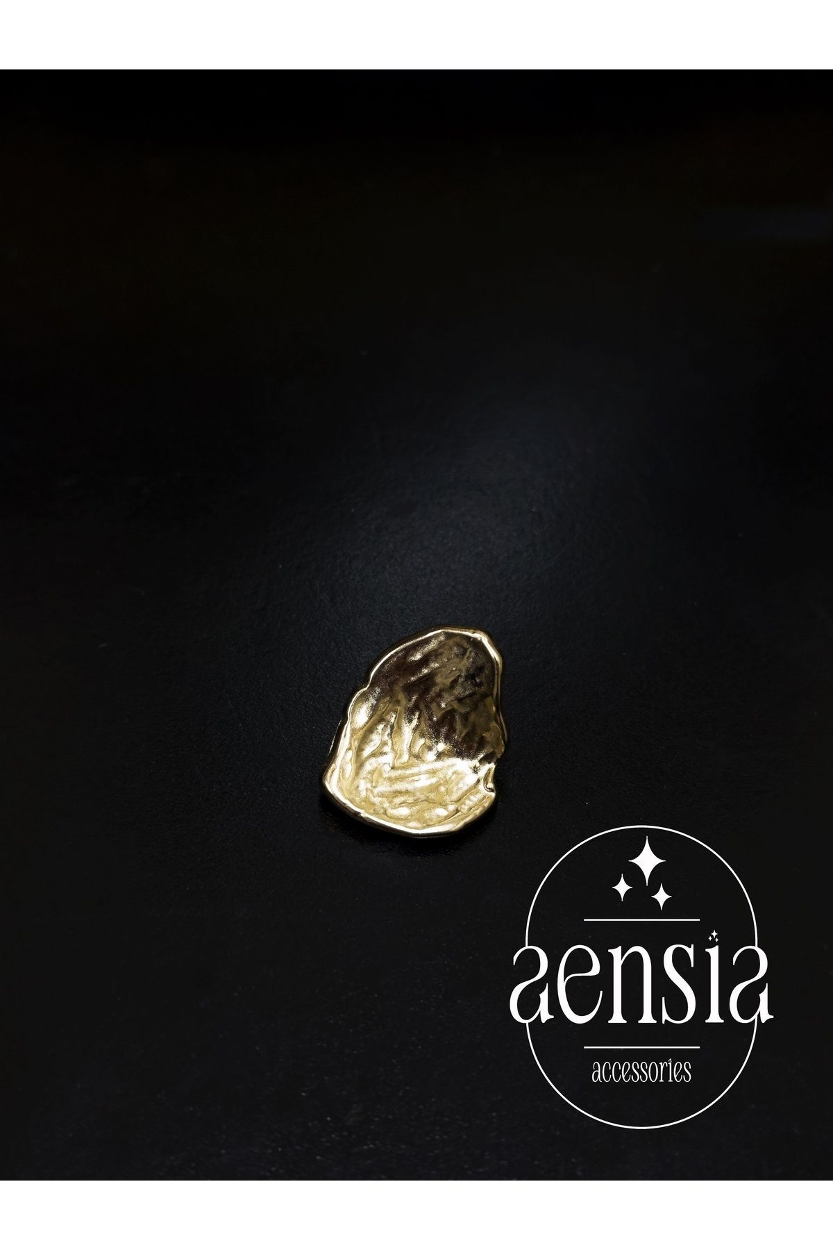 aensia-Light Gold Wrinkled Asymmetric Curved Shell Model Metal Coat Jacket Button 2.54 CM Button - Pack of 6 3