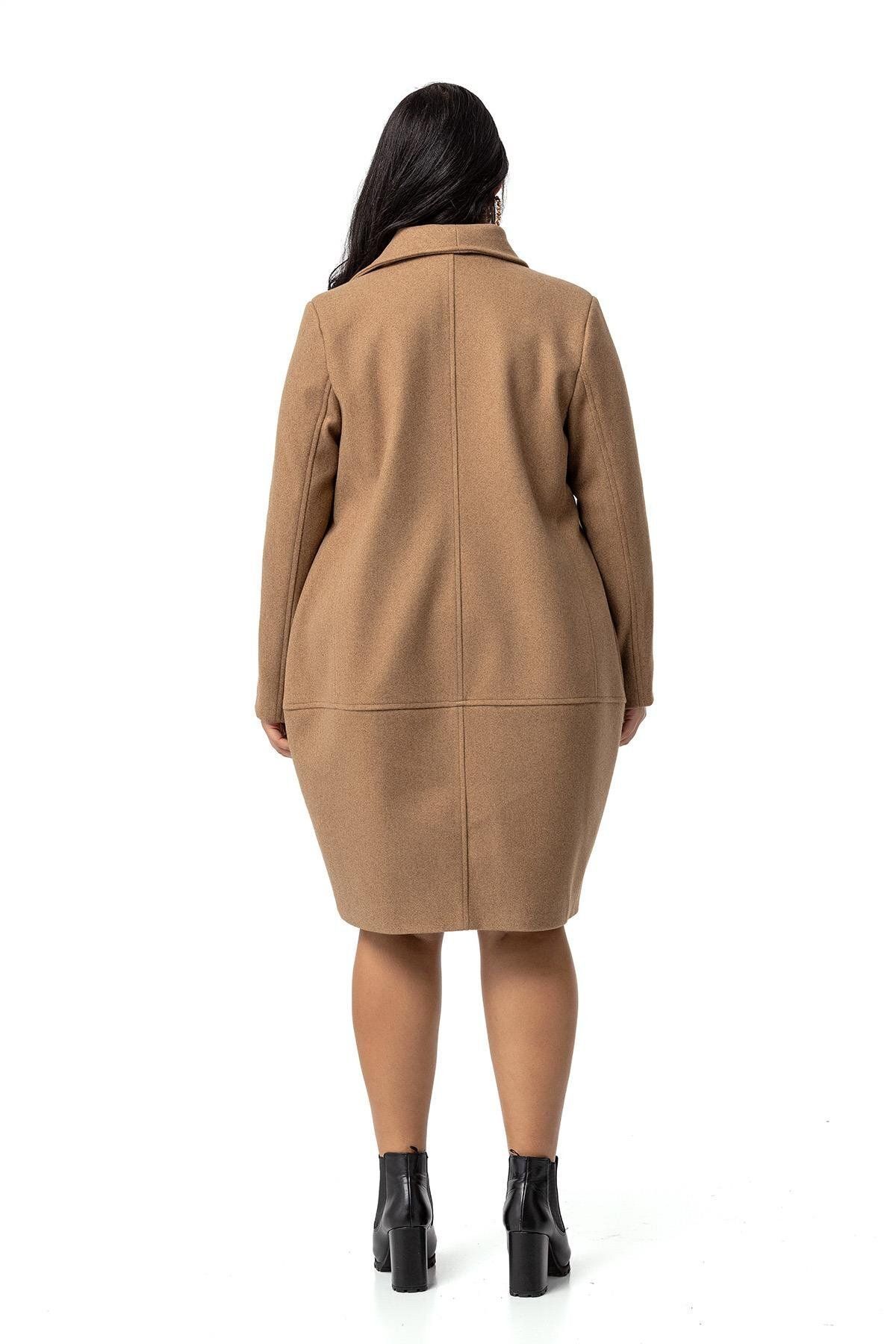 DISENTIS MODEST-Mink Stamp Coat - Large Size, Bag Pocket, Single Button and Lined 3