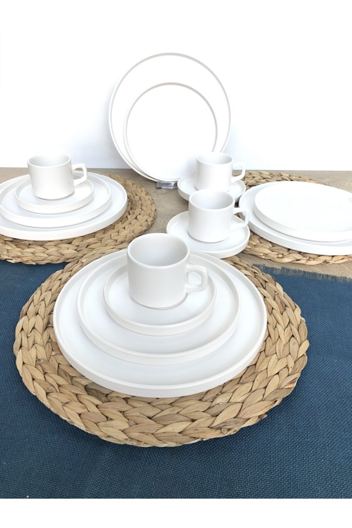 GULHANILE-Stackable Matte White 24 Piece Breakfast Set for 6 Persons 4