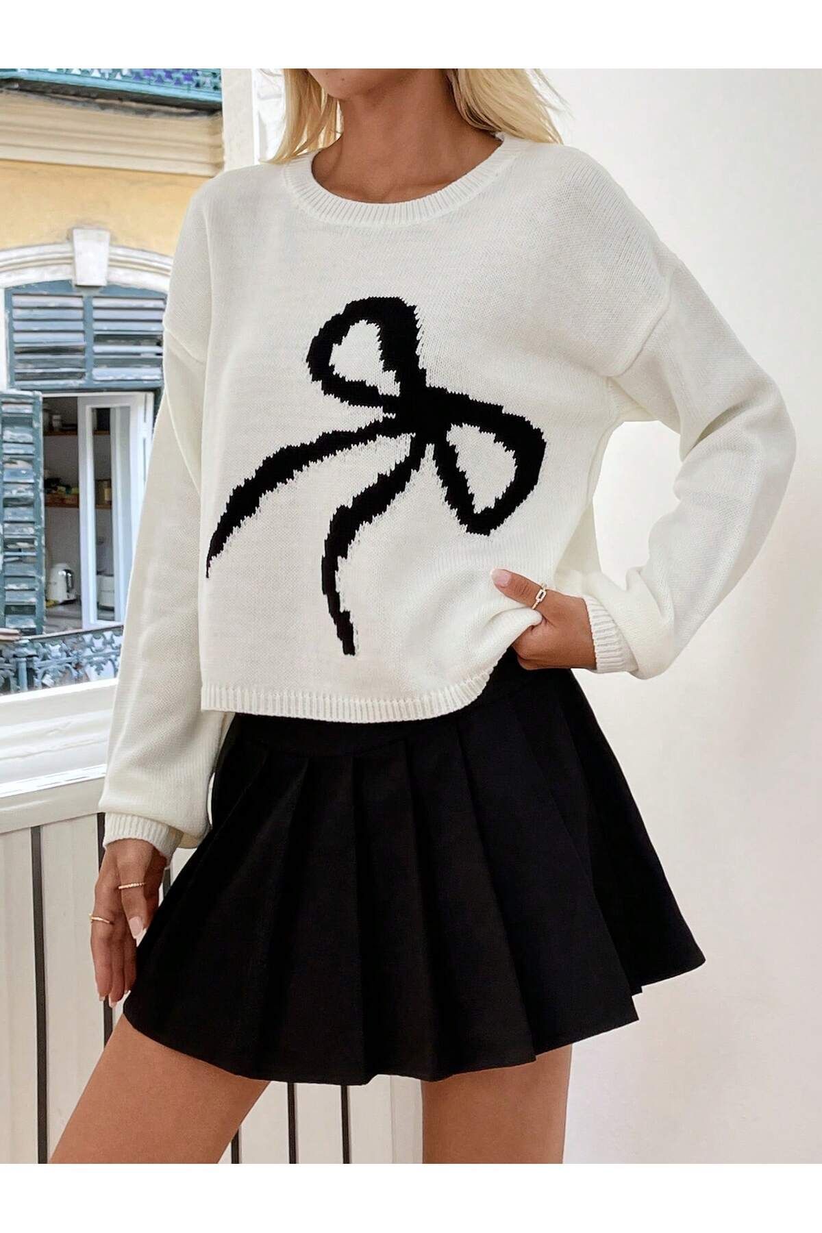 Puella  FİYONK KEMİK SİYAH BİSKLET YAKA KAZAK - Görsel 5