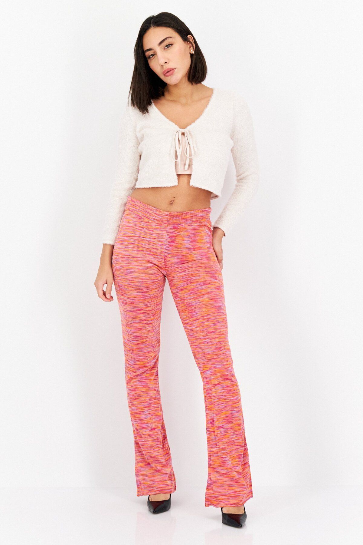 Don t Call Me Jennyfer Women Heather Pull On Flare Pants Orange Pink Combo Trendyol