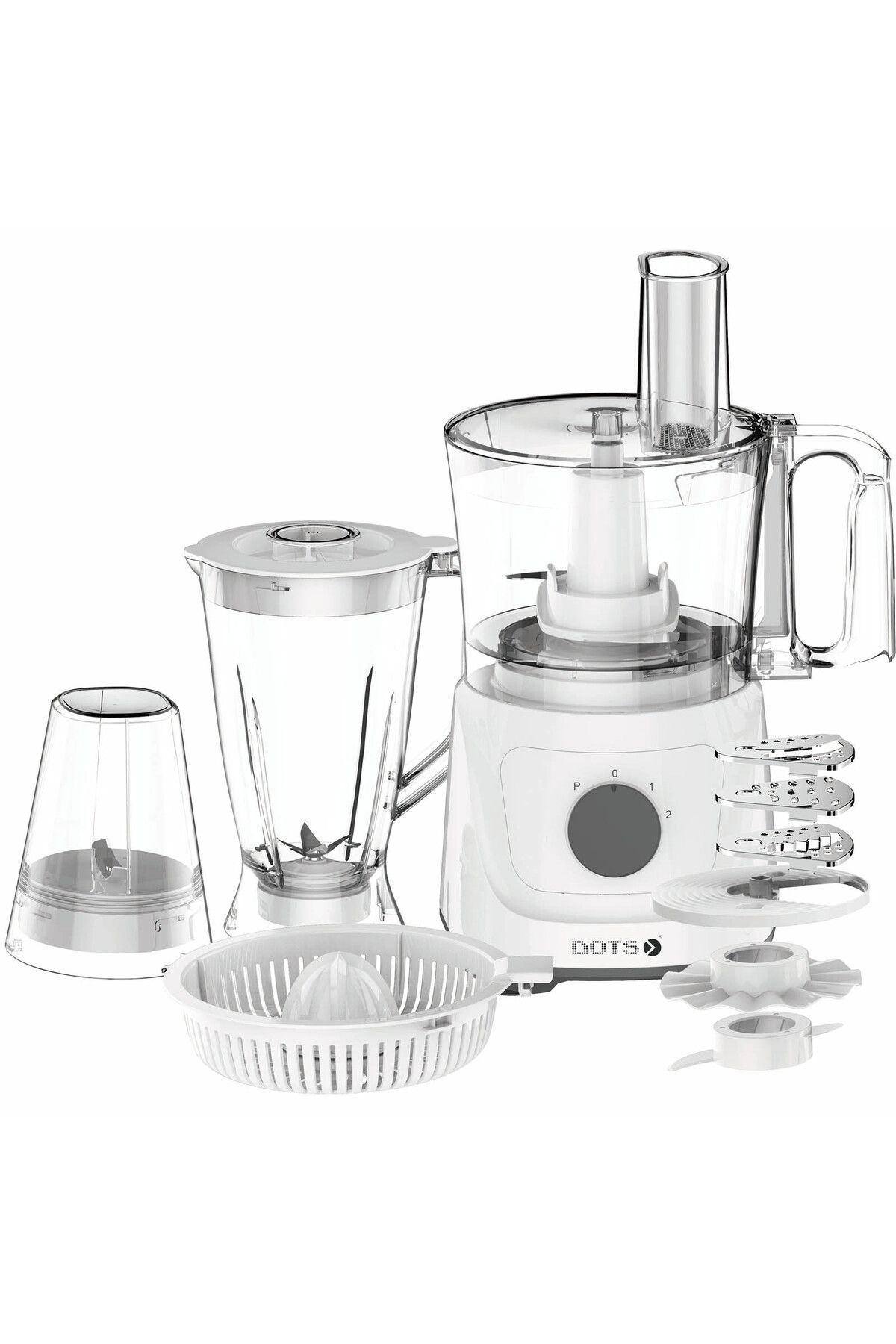 DOTS-Multi-Functional Food Processor with Various Chopping Blades - 2.1 Liters - 500-800 Watt - White 1