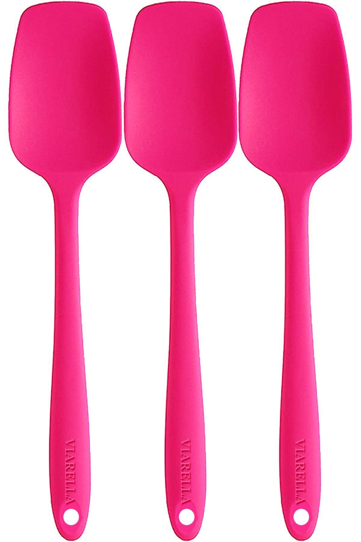 viarella-Silicone Spoon Spatula Set of 6 Fireproof Non-Stick Non-Scratch Fuchsia 2