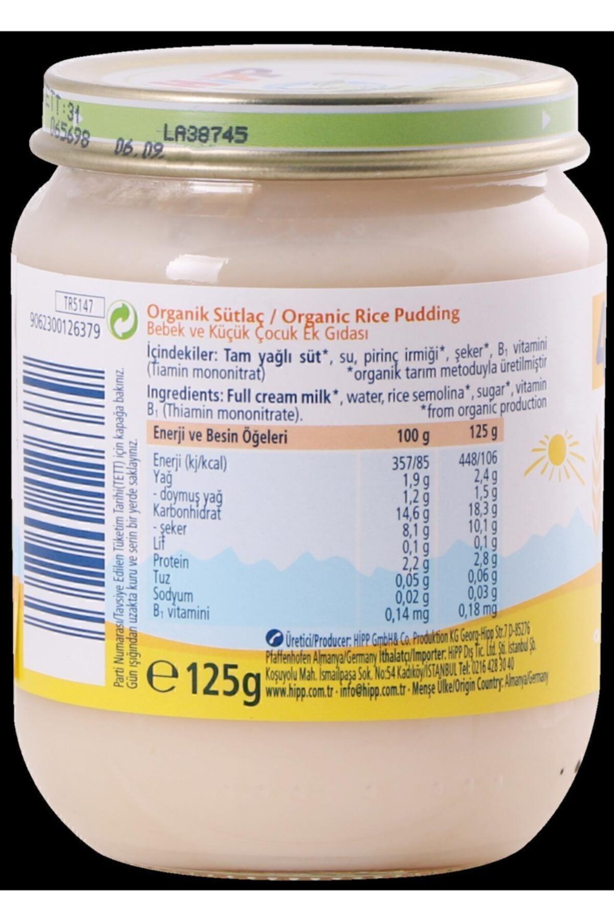 Hipp Organik Kavanoz Sütlaç Glutensiz 6'lı Paket fotoğrafı 2 (önizleme)