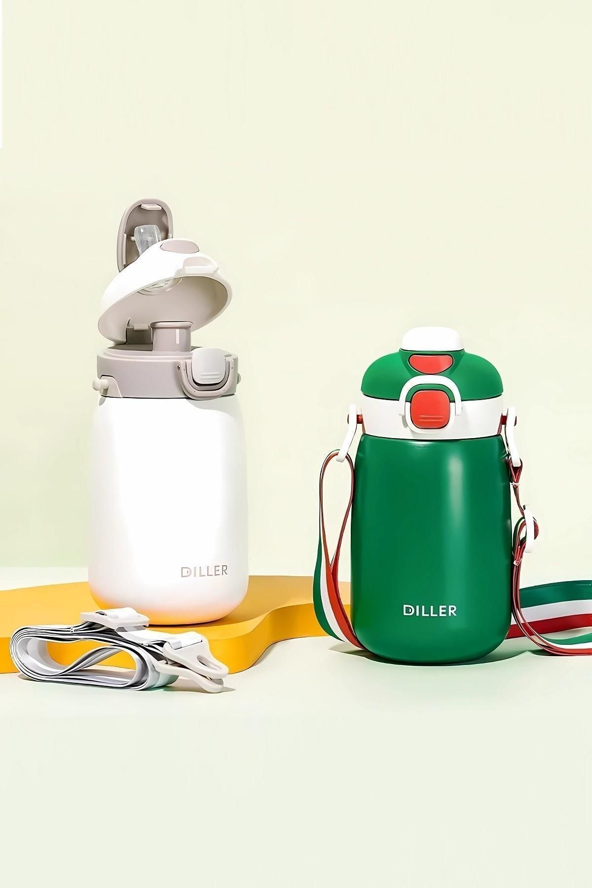 DILLER-420ml Steel Water Bottle with Strap - Single Lid, Dual Use, with/without Straw, 6 Hours Hot/Cold 3