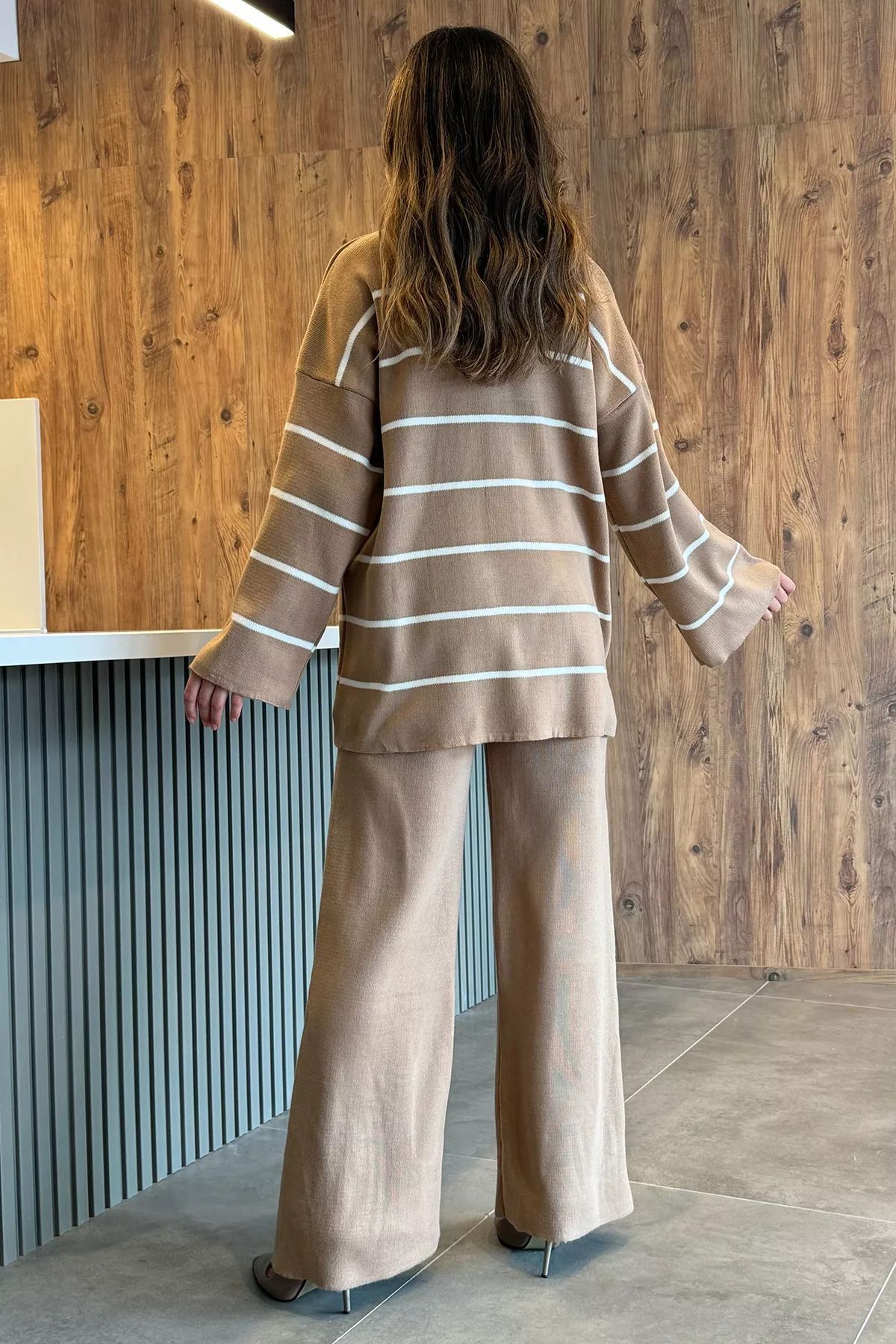 GÜLSELİ-Biscuit Women's Knitwear Trousers and Sweater Set 3