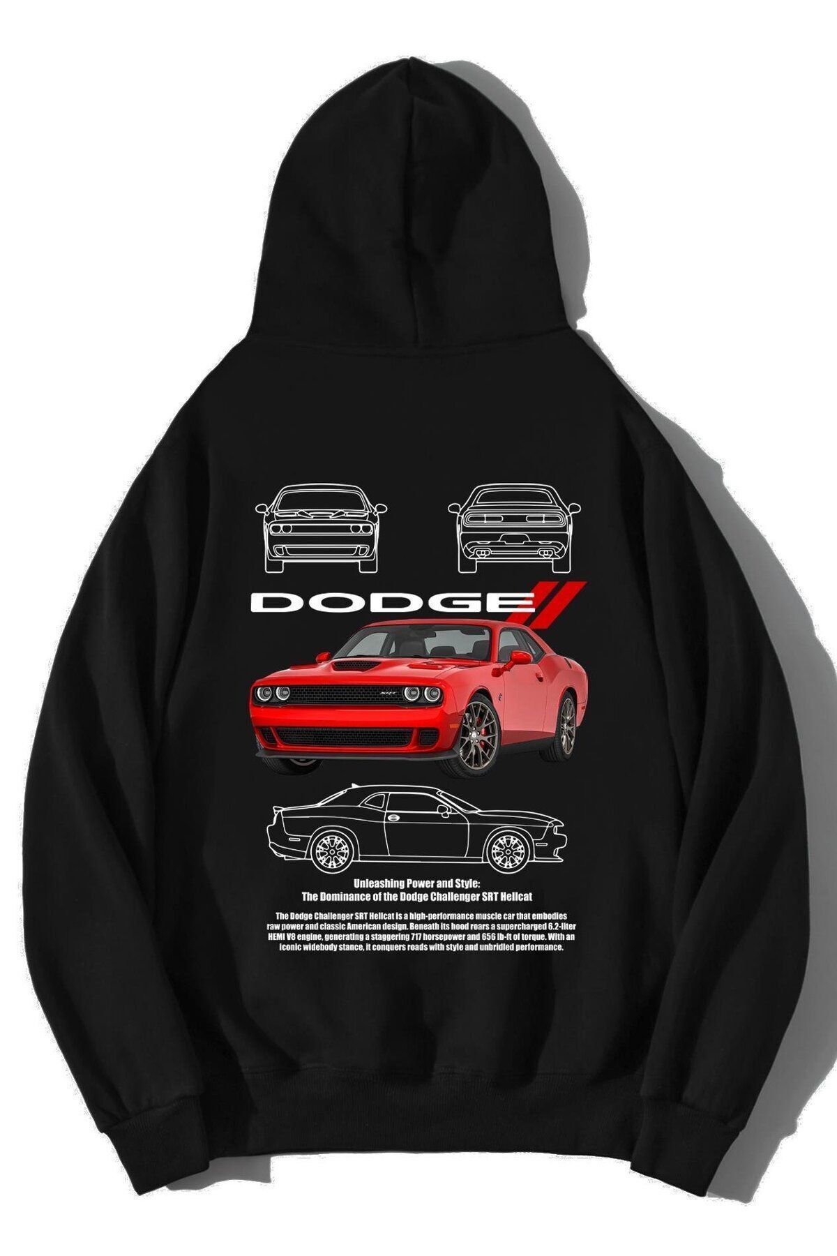 ヒロページ BRZ COLLECTION Unisex Oversize Dodge Challenger SRT Hellcat Hoodie