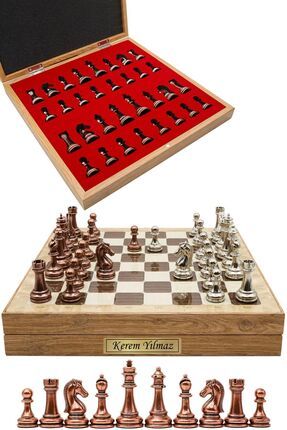 Cooper Chess 36cm Ahşap Kutulu Elagant Metal Klasik Satranç takımı | Ahşap Me...