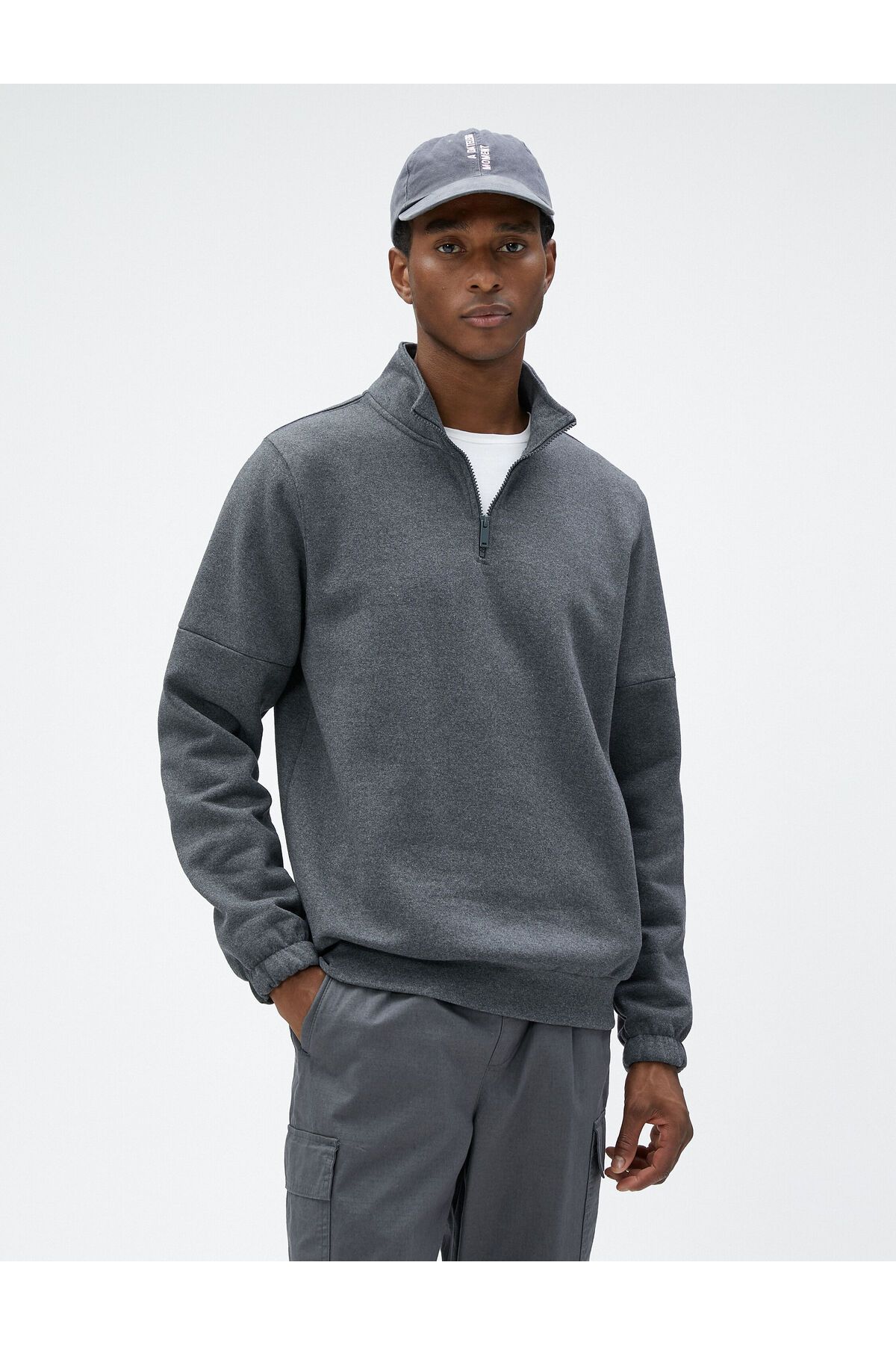 سویشرت مردانه خاکستری کوتون | SS0000000037578 اورجینال - تصویر 3