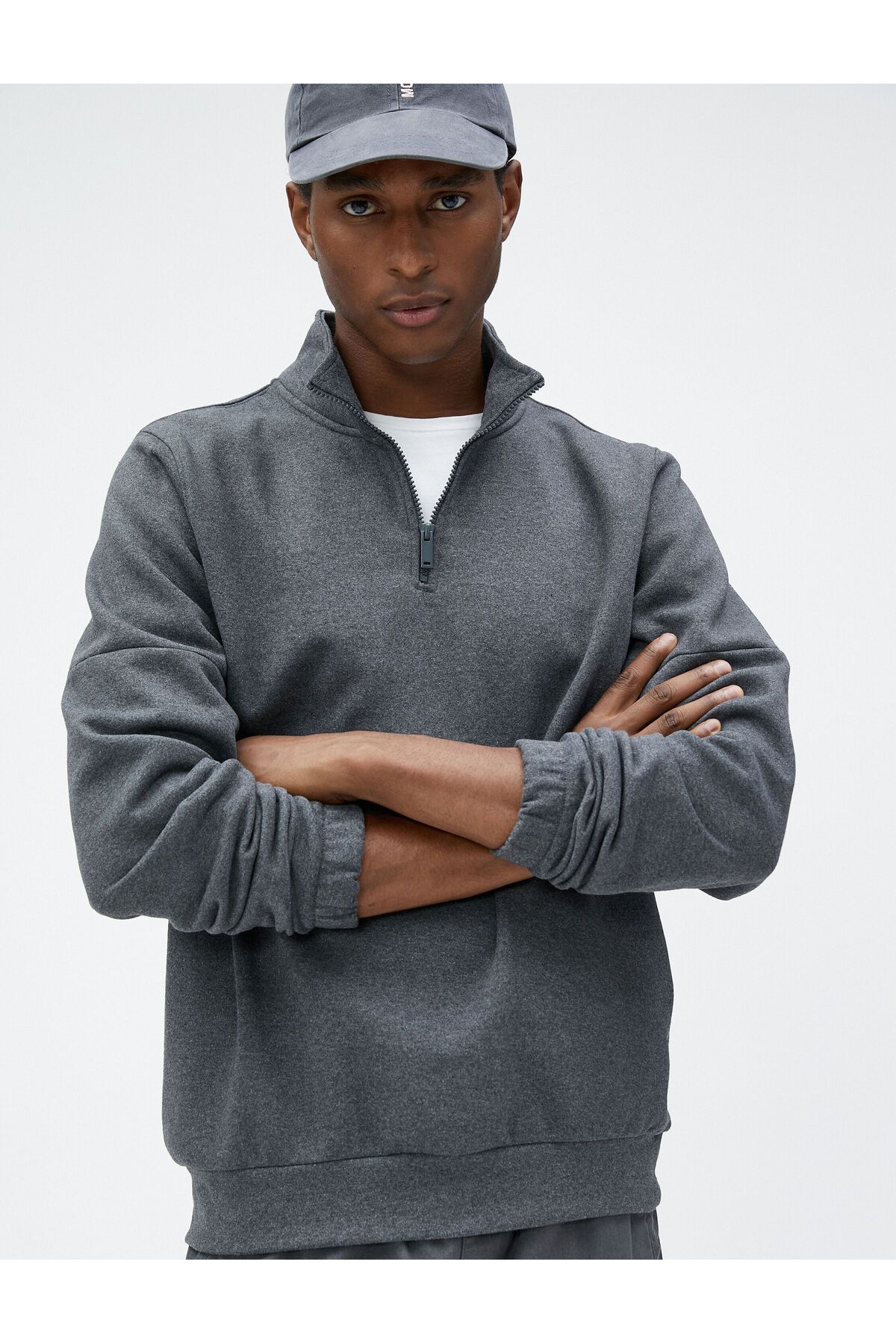 سویشرت مردانه خاکستری کوتون | SS0000000037578 اورجینال - تصویر 2