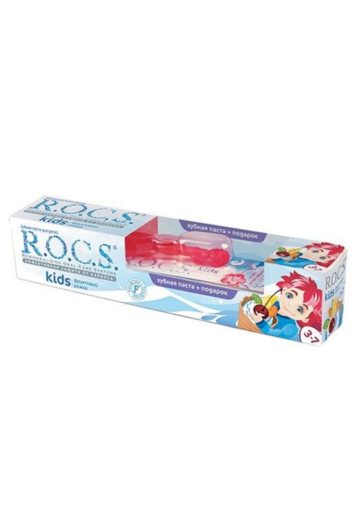 ROCS DİŞ Rocs Kids 3-7 Yaş Meyve Külahı Diş Macunu Fırça Seti