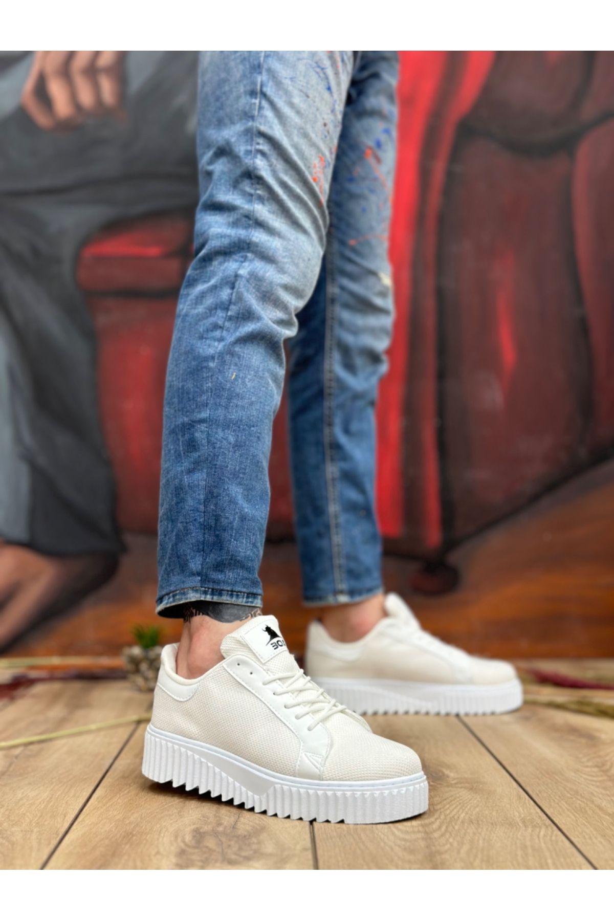 BOA Boa Ba0803 Tricotaj Alb Cu Talpă Înaltă Pantofi Pentru Bărbați Masculin - 43