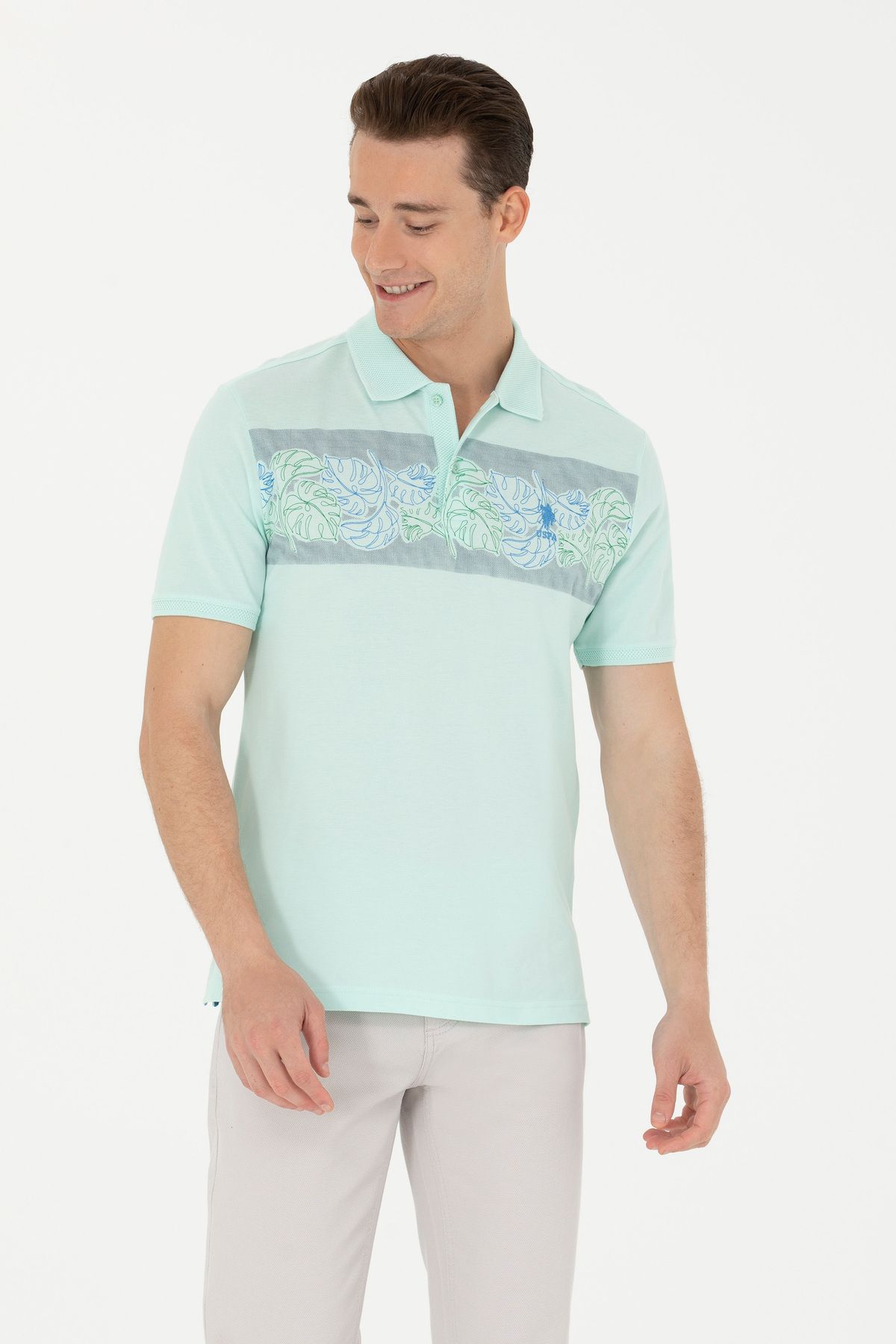 تی شرت یقه پولو سبز مردانه نر نیل یاکا U.S. Polo Assn.