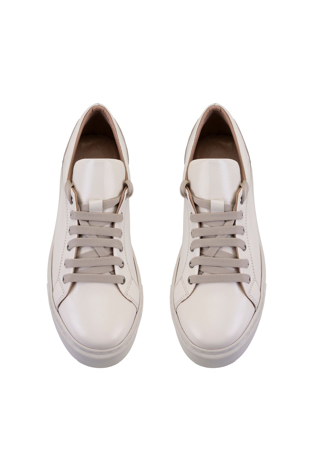 Desa-Edyth Beige Women's Leather Sneakers 5