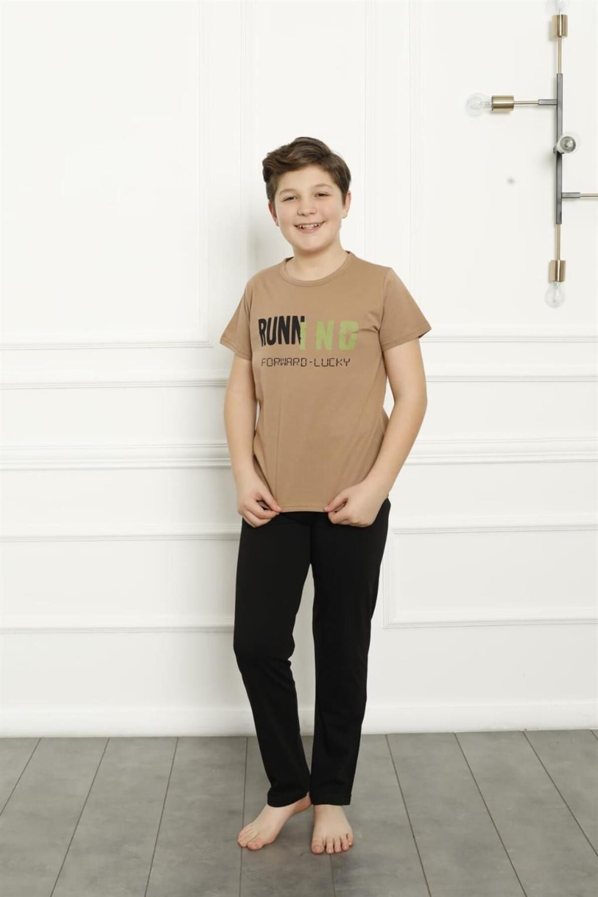 Akbeniz-Boy's Cotton Short Sleeve Pajama Set - 20383 3